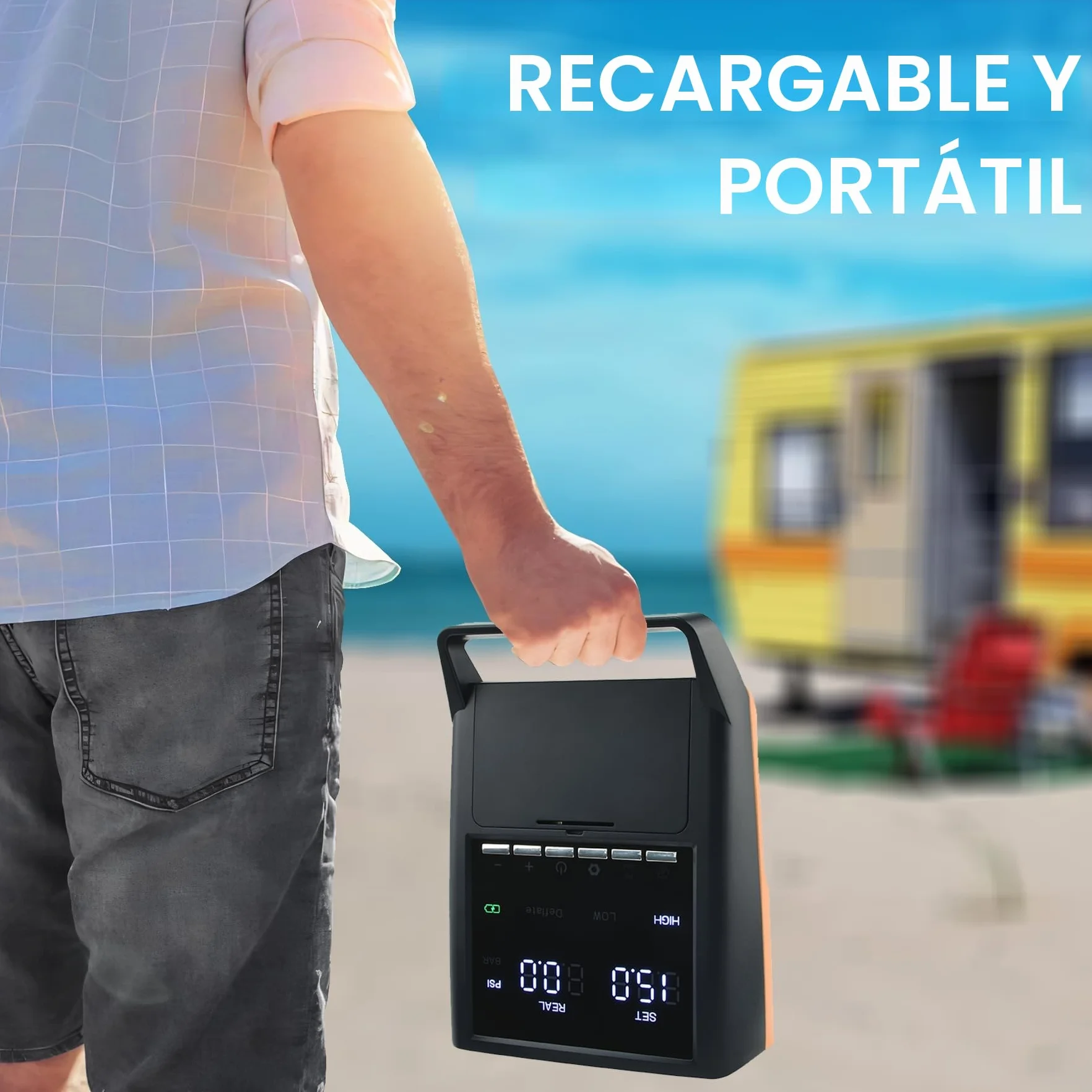 Mojimdo Bomba Eléctrica de Alta Presión para Sup - 20PSI, Recargable con Luz LED - Inflado 30% Más Rápido, Doble Etapa, Autonomía Prolongada y Apagado Automático
