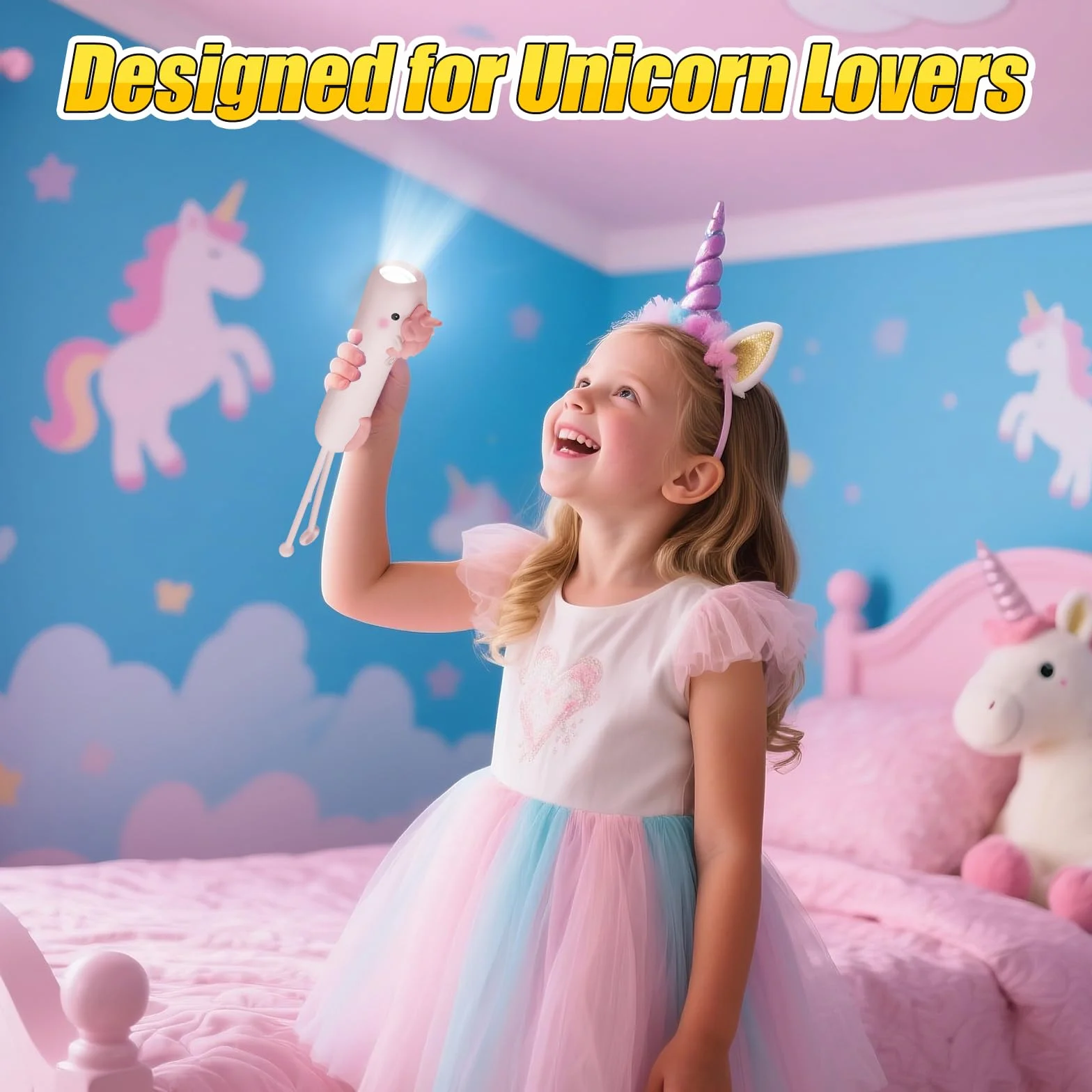 ZKLiLi Linterna Recargable LED Portátil para Niños Camping Senderismo Unicornio