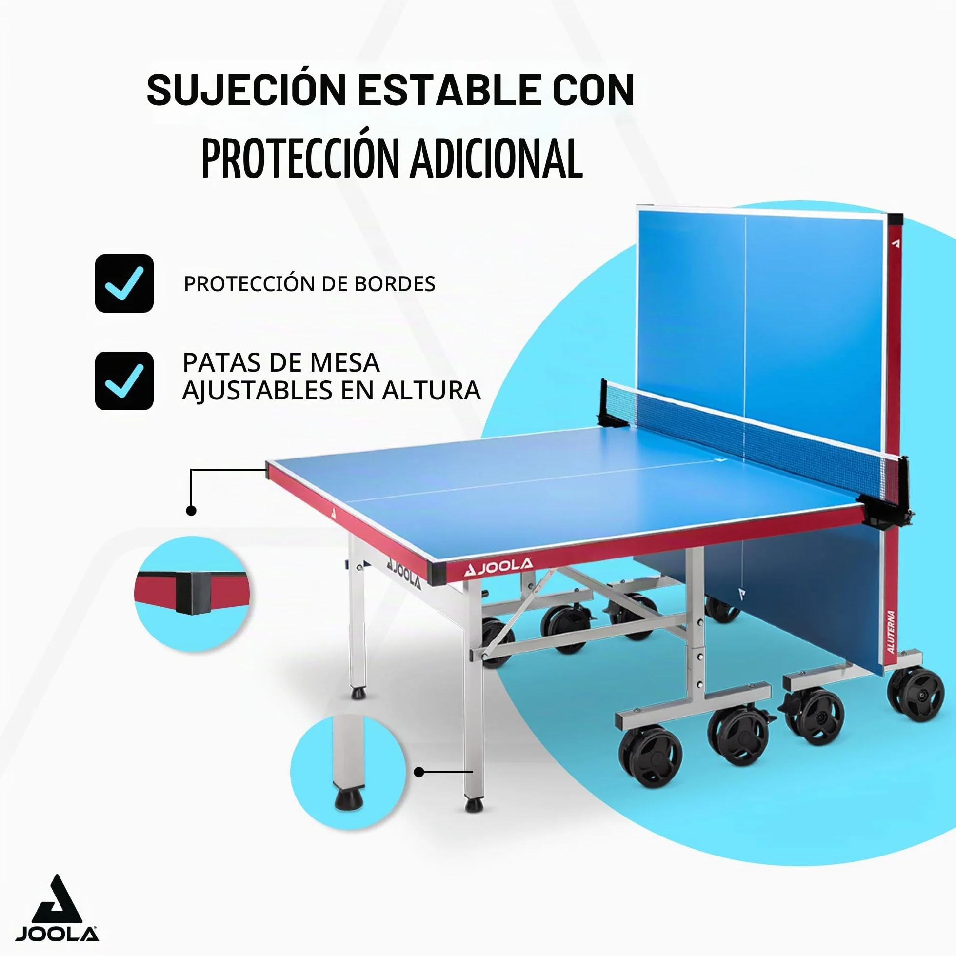 JOOLA Mesa de Ping Pong Exteriores Resistente Intemperie Aluminio Plástico 6mm Plegable Incluye Red