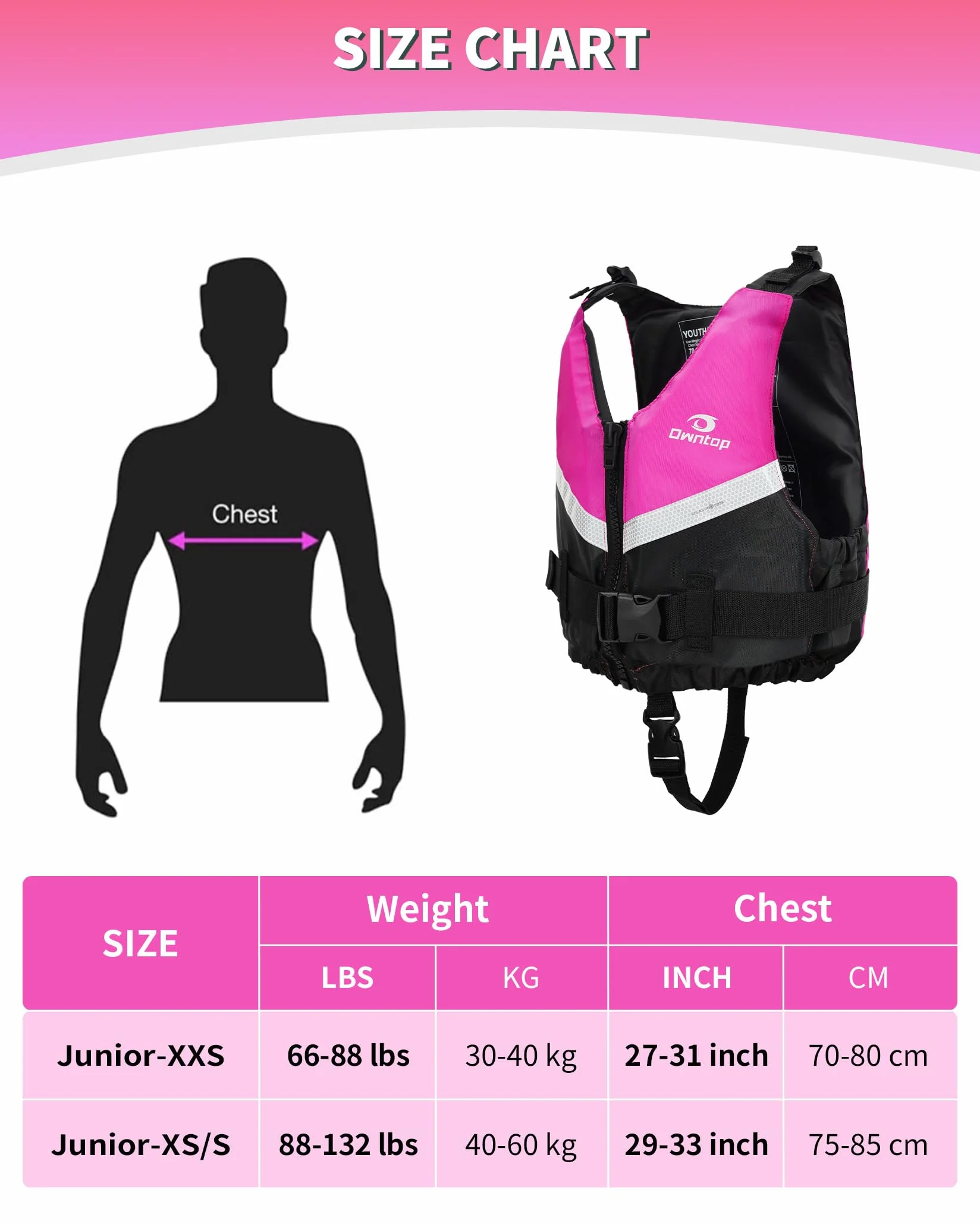 Owntop Chaleco de Natación para Jóvenes y Niños, Chaleco de Flotabilidad Ligero Unisex, Ayuda a la Flotabilidad Ajustable con Correa Inguinal Cómoda para Kayak, Pesca, Natación