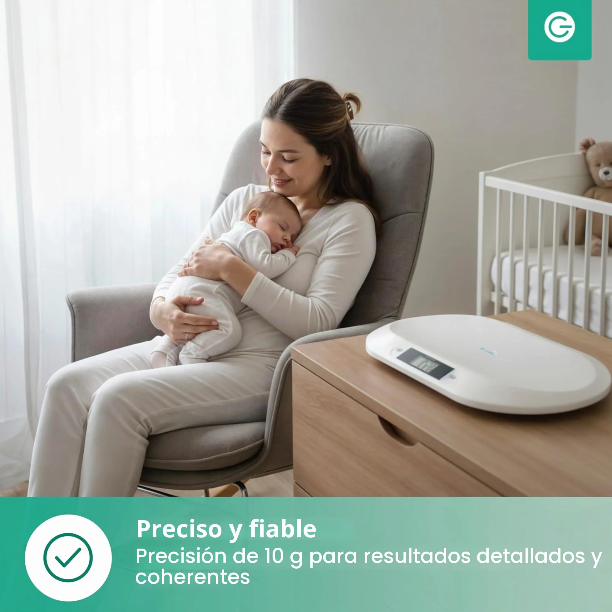Silvergear Báscula Bebé Inteligente Bluetooth Digital App Recién Nacidos Mascotas 20 kg Blanco