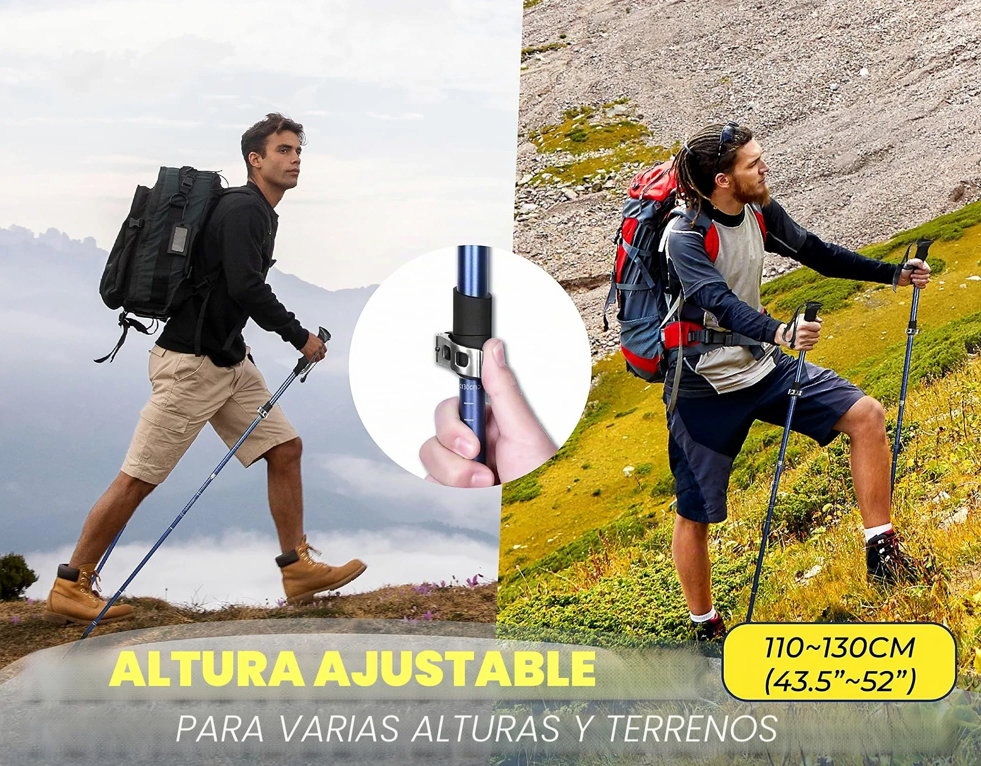 TREKOLOGY TREKZ SE Set de 2 Bastones Trekking Plegables - Nórdico Bastones Senderismo para Hombre, Mujeres y Personas Mayores - Bastones para caminar montaña Porras Seguridad con Empuñadura Espuma EVA