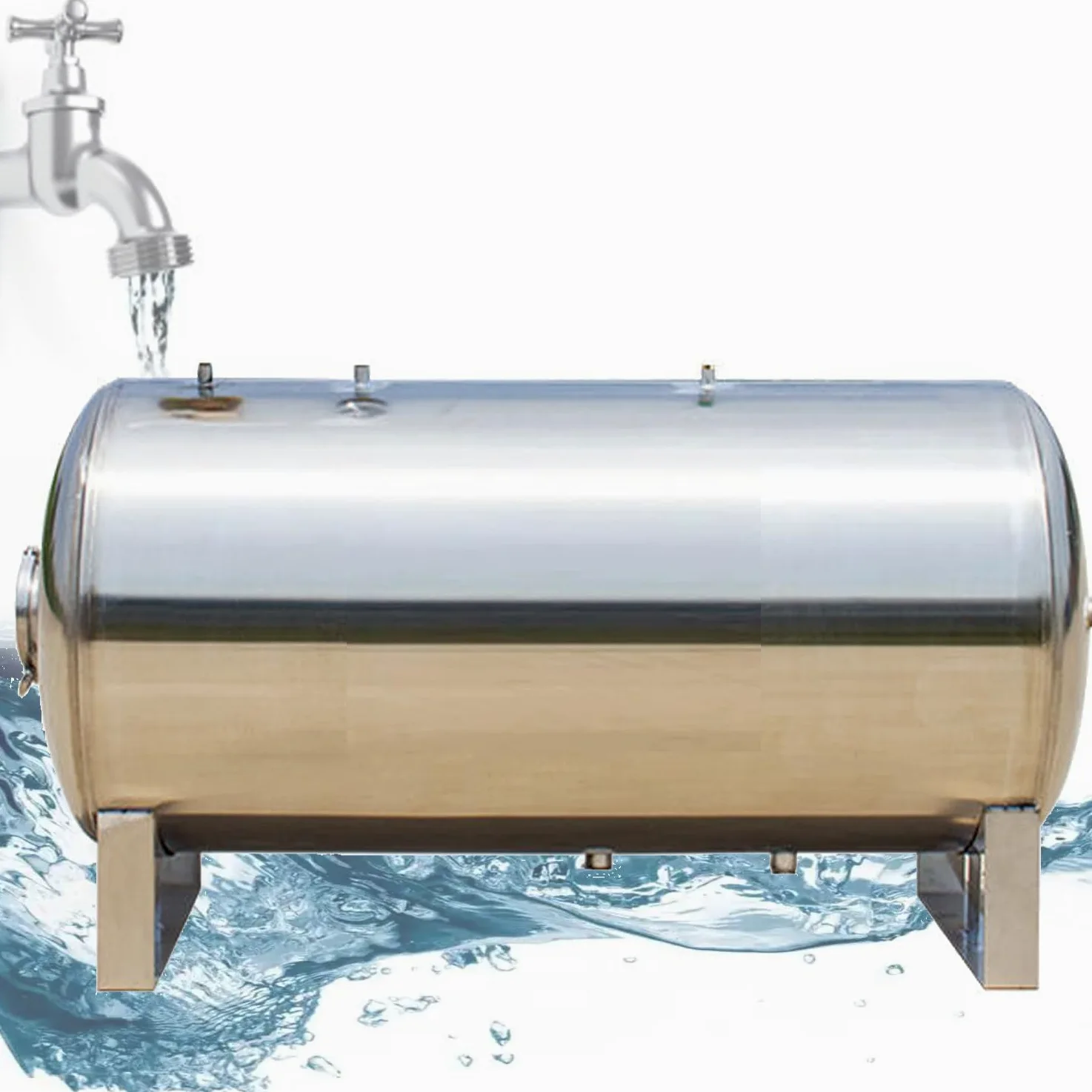 Tanque de agua a presión automático, recipiente a presión horizontal de acero inoxidable para almacenamiento de agua de pozo, tanque de vejiga de 26-80 galones