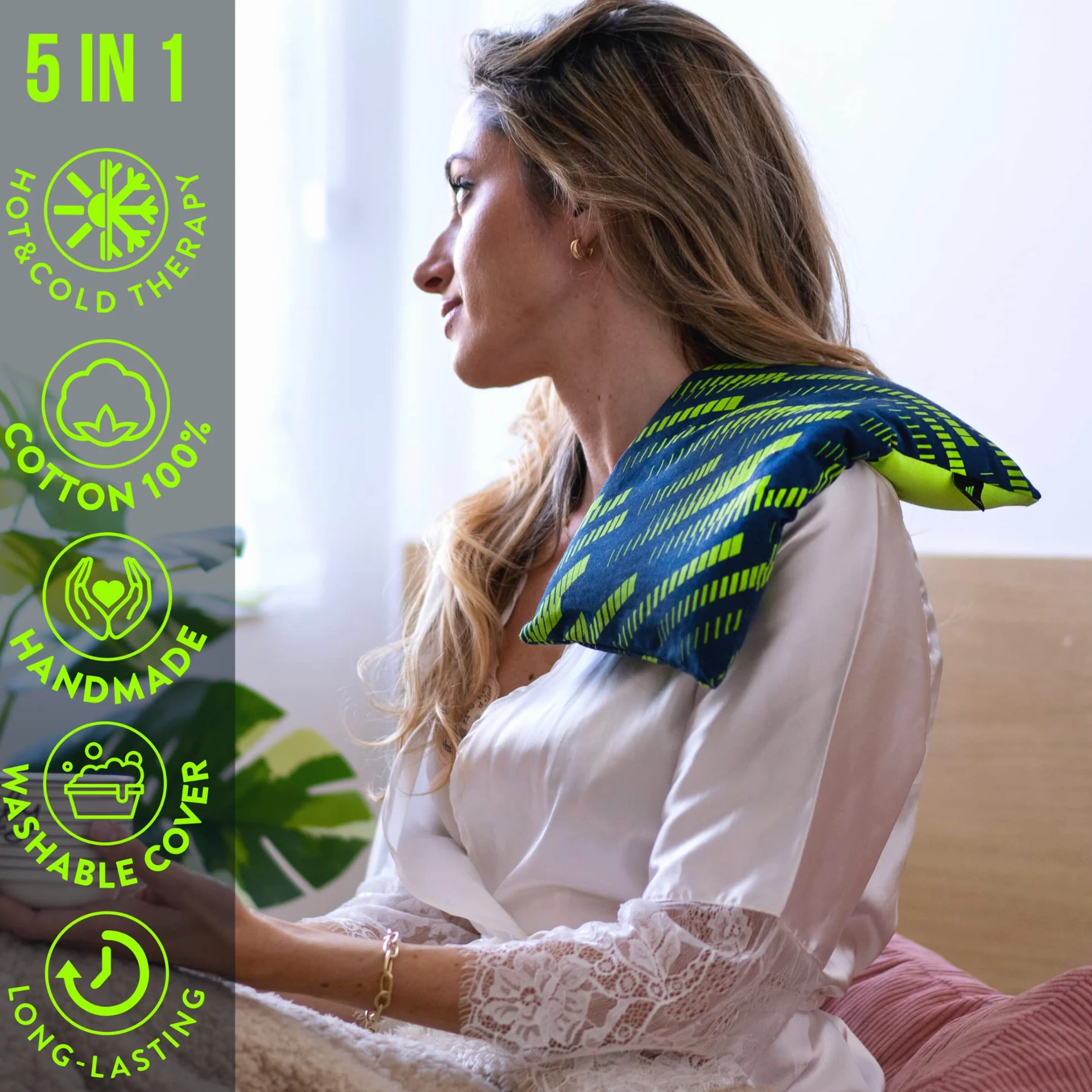 Saco Térmico Semillas Multiusos 35x18 cm Bolsa de Calor Cojín Lavable Algodón 100% Lavanda