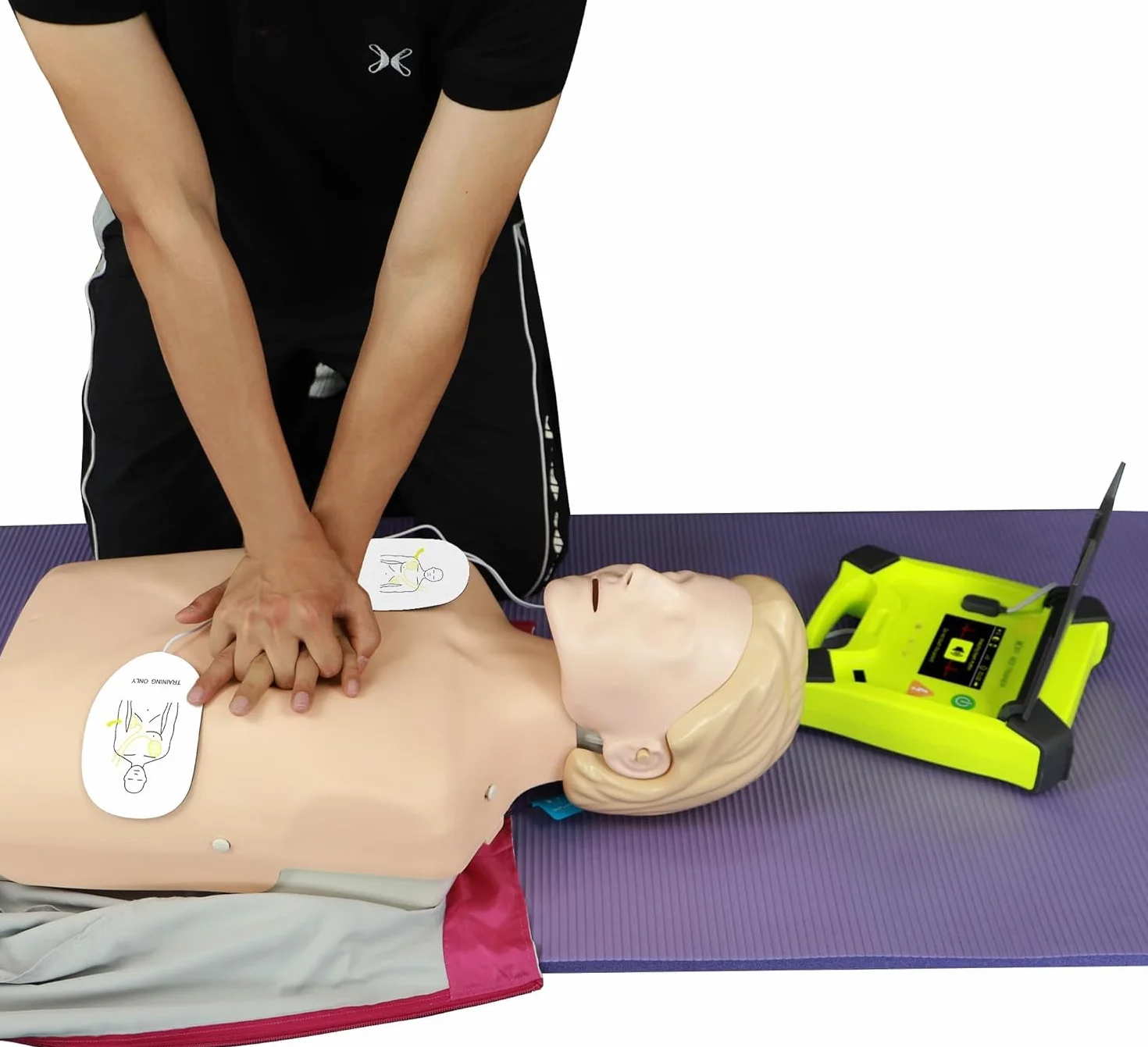 Desfibrilador de Entrenamiento XFT 120G con Pantalla, Voz en Español, Polaco, Francés, Inglés, 10 Escenarios, Enseñanza RCP para Curso SVB y DEA