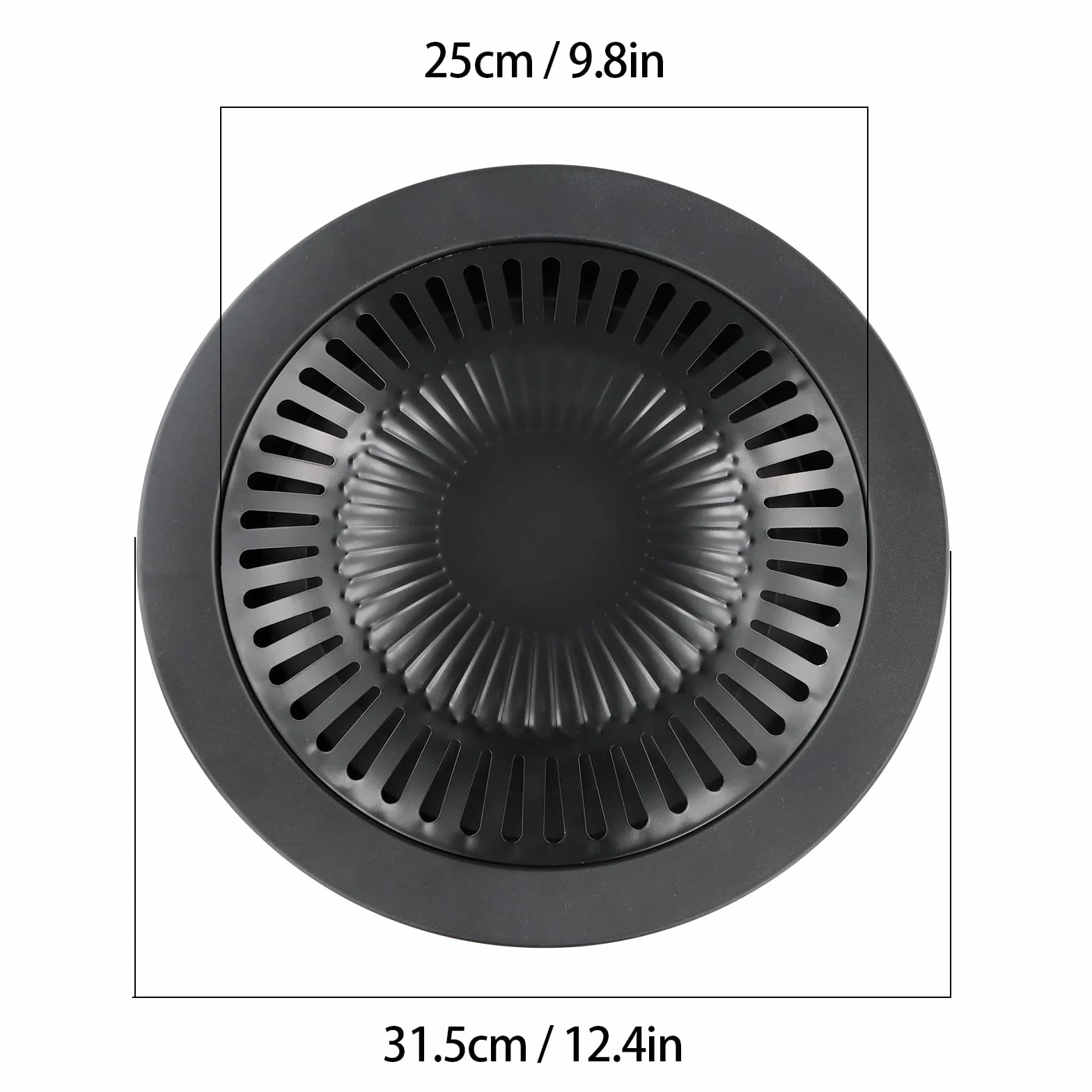 Parrilla para Hornillo Camping de Gas Portátil, Diámetro de 32 cm, Negro Placa de Barbacoacon Revestimiento Antiadherente Ranuras Guía