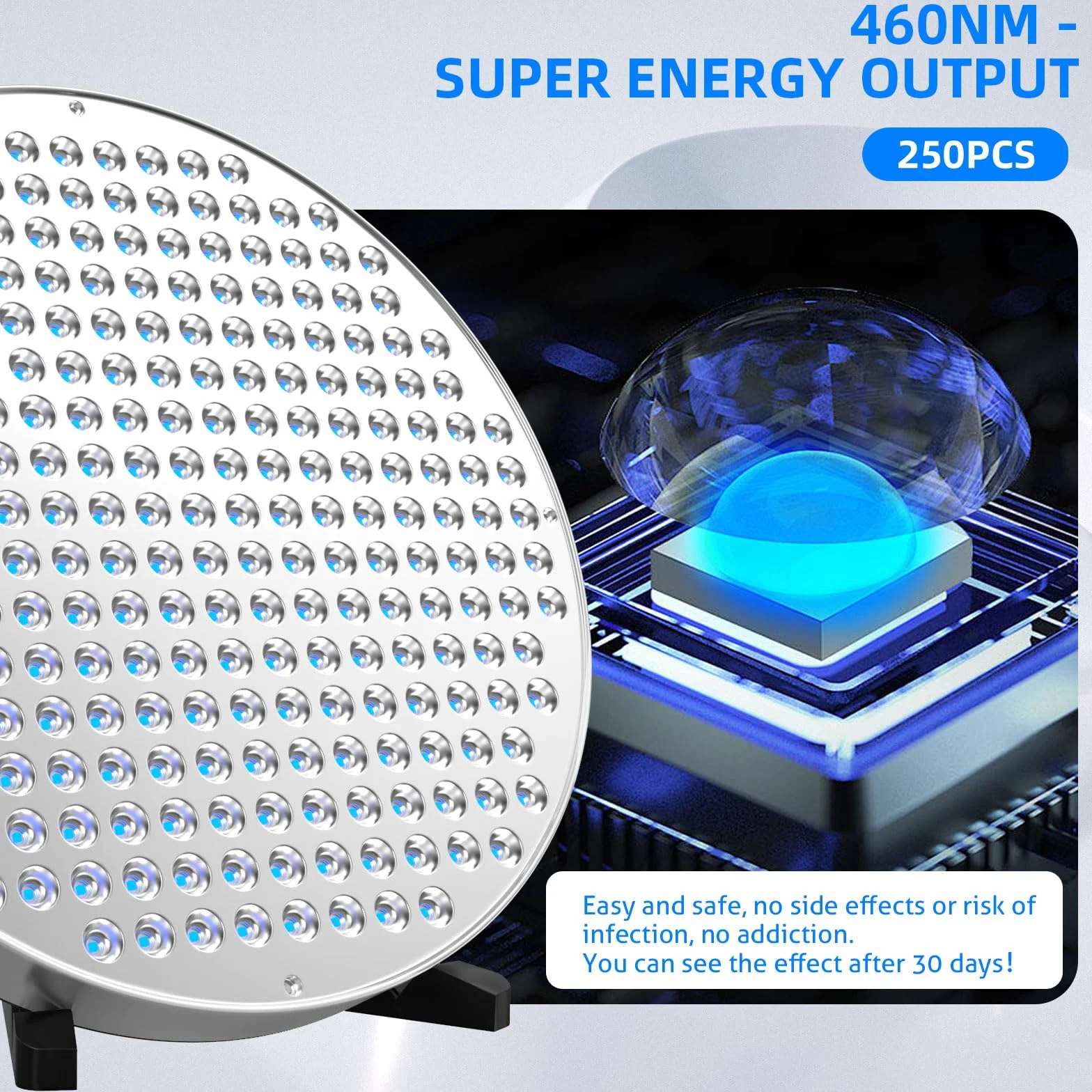 Lámpara de bronceado 460 NM 50 W 250 LED portátil con soporte ajustable