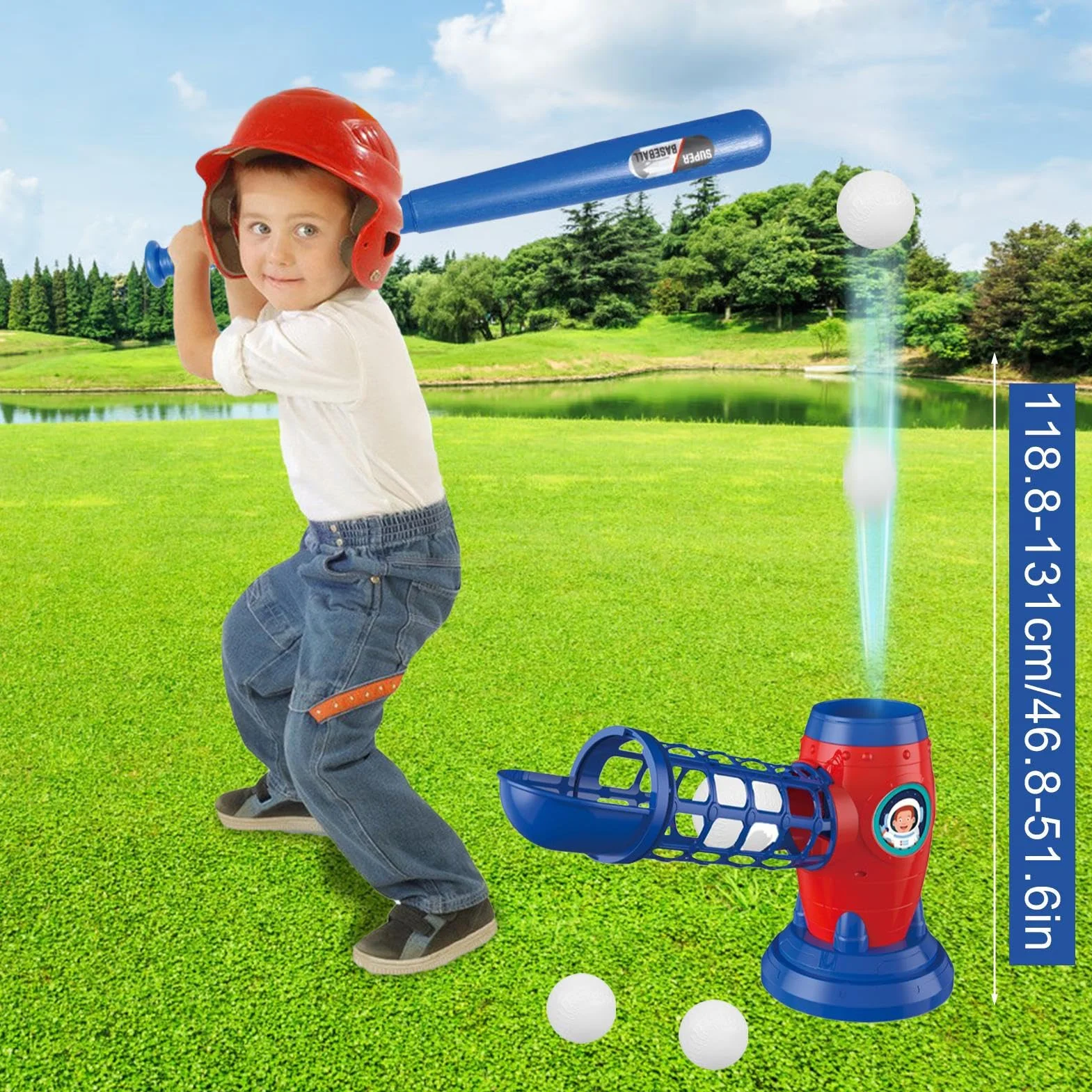 Máquinas de lanzamiento para el béisbol juvenil - Toy Baseball Set con pelotas | Juego de deportes al aire libre para niños y niñas, entrenador automático de máquina de bolas para niños de 3 a 8 años,