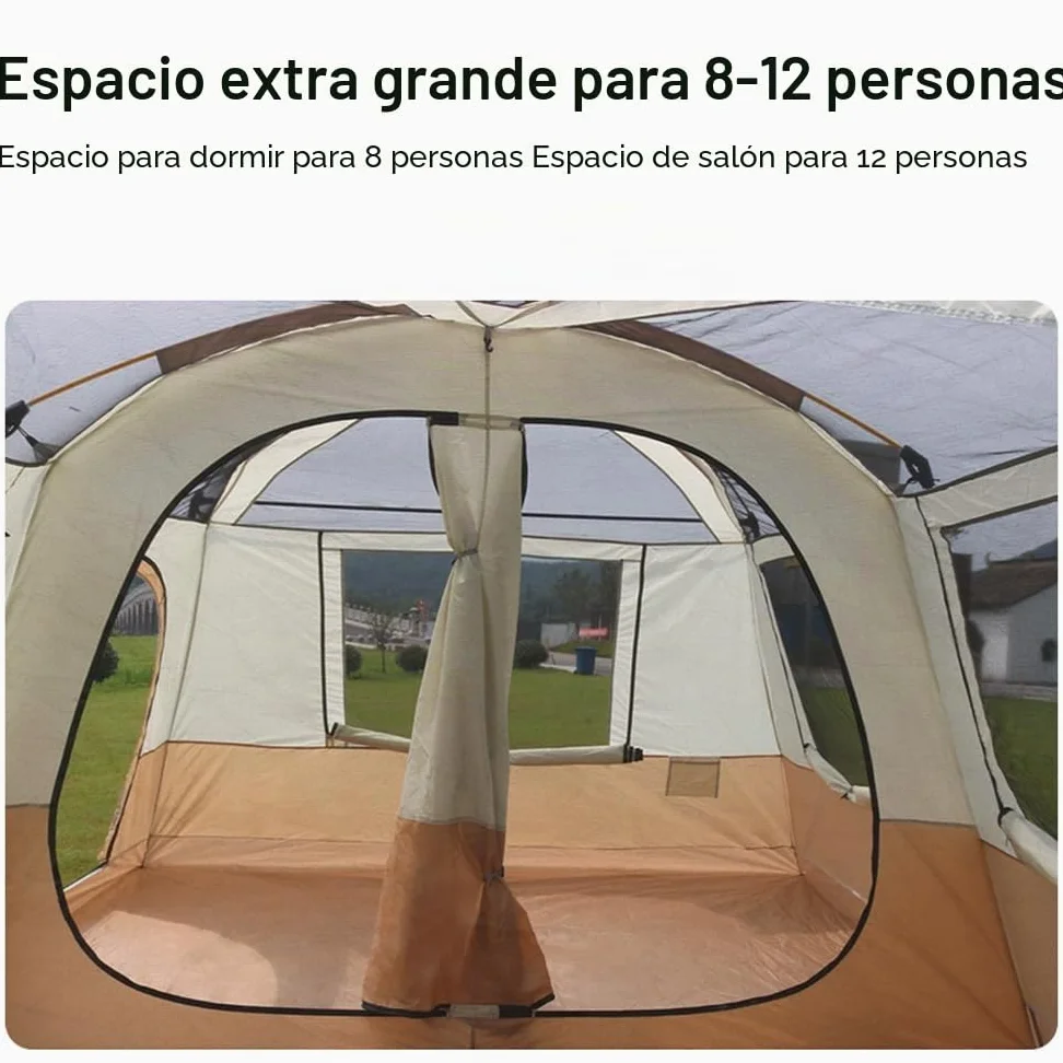 HUIOP Tienda de campaña de Viaje con 2 Habitaciones Tienda de campaña Familiar Grande Transpirable y Resistente a la Lluvia para 6-8 Personas Acampar al Aire Libre Senderismo Mochilero Playa,Outdoor T