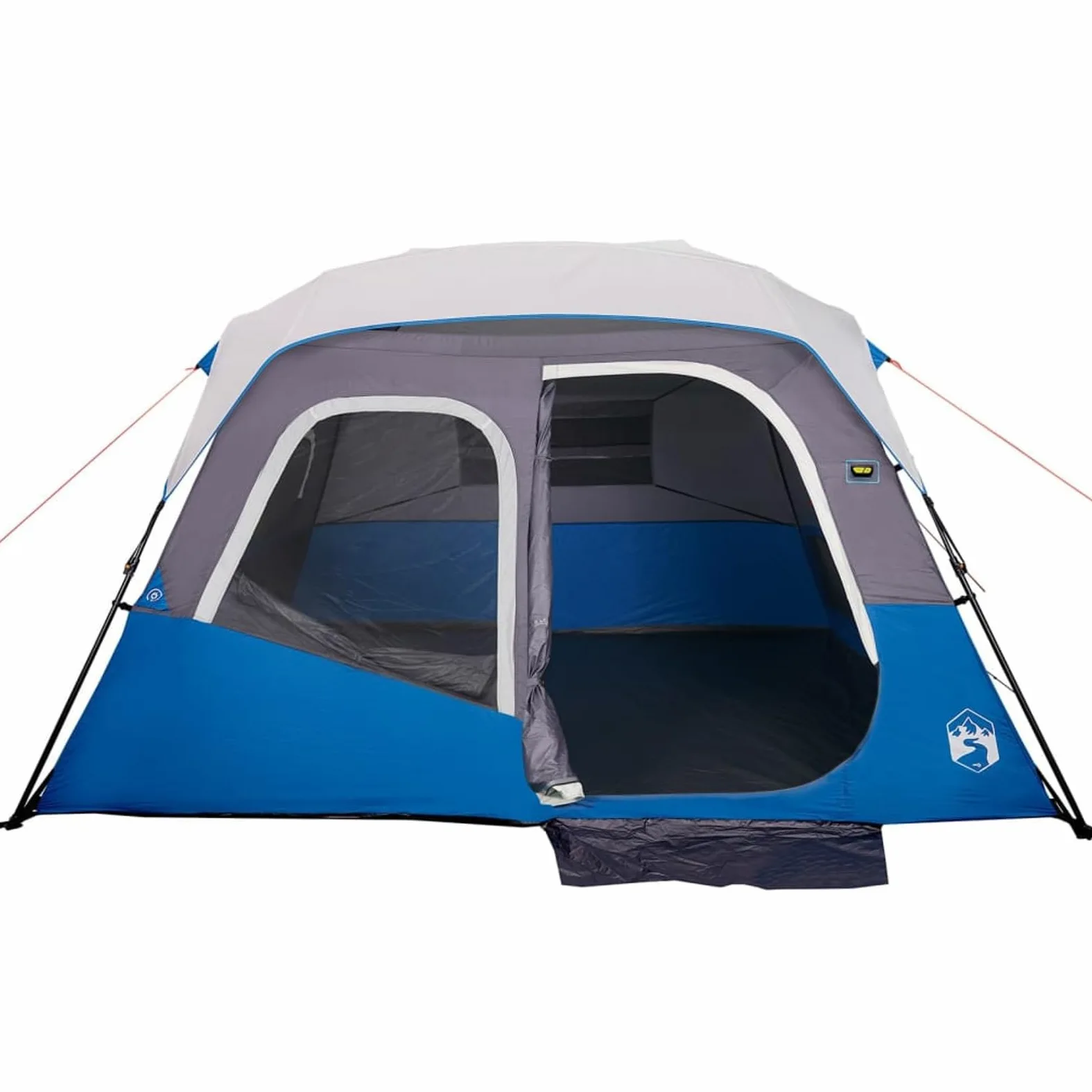 IKAYAA Tienda de Campaña de para 4-6 Personas, Tienda de Camping con LED, Impermeable, Tienda de Campaña Familiar, Fácil de Instalar, para Camping, Viajes, Azul, 344 x 282 x 212 cm