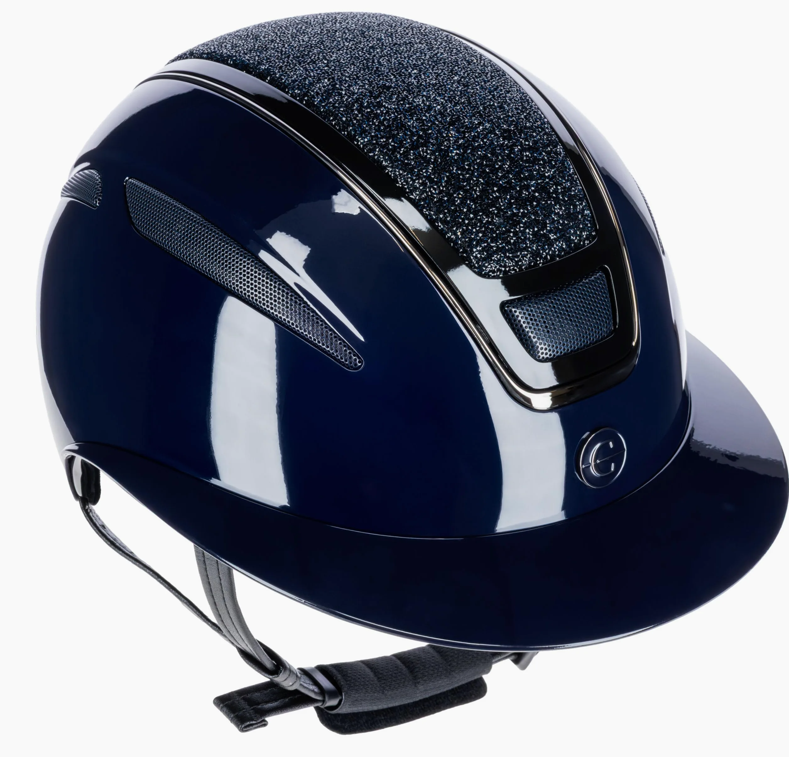 Covalliero Elite Polo - Casco de equitación para mujer, color azul lacado, circunferencia de la cabeza 56-58 cm, antigolpes, con visera de polo, con sistema de disco, color azul