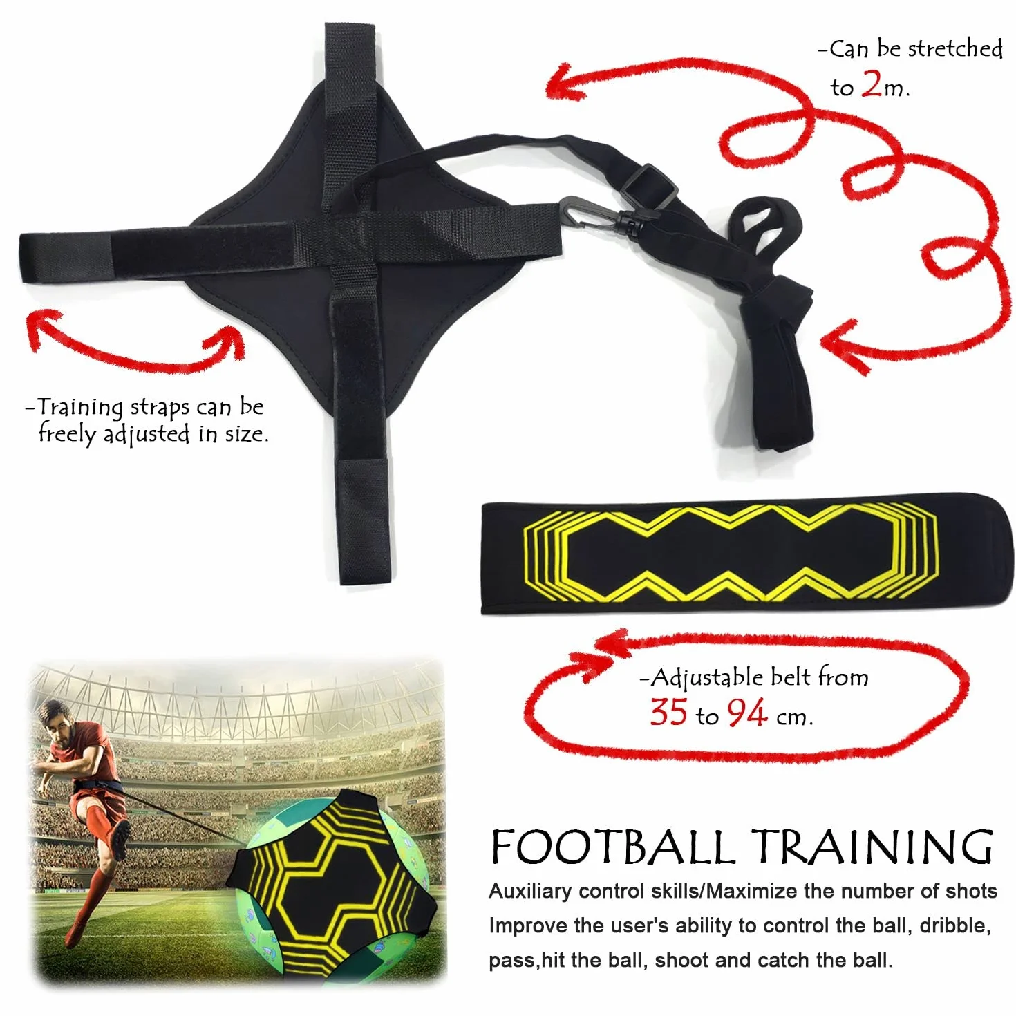 Cinturón de entrenamiento de fútbol elástico para niños y adultos, adecuado para fútbol, voleibol, cinturón auxiliar de entrenamiento simple de rugby