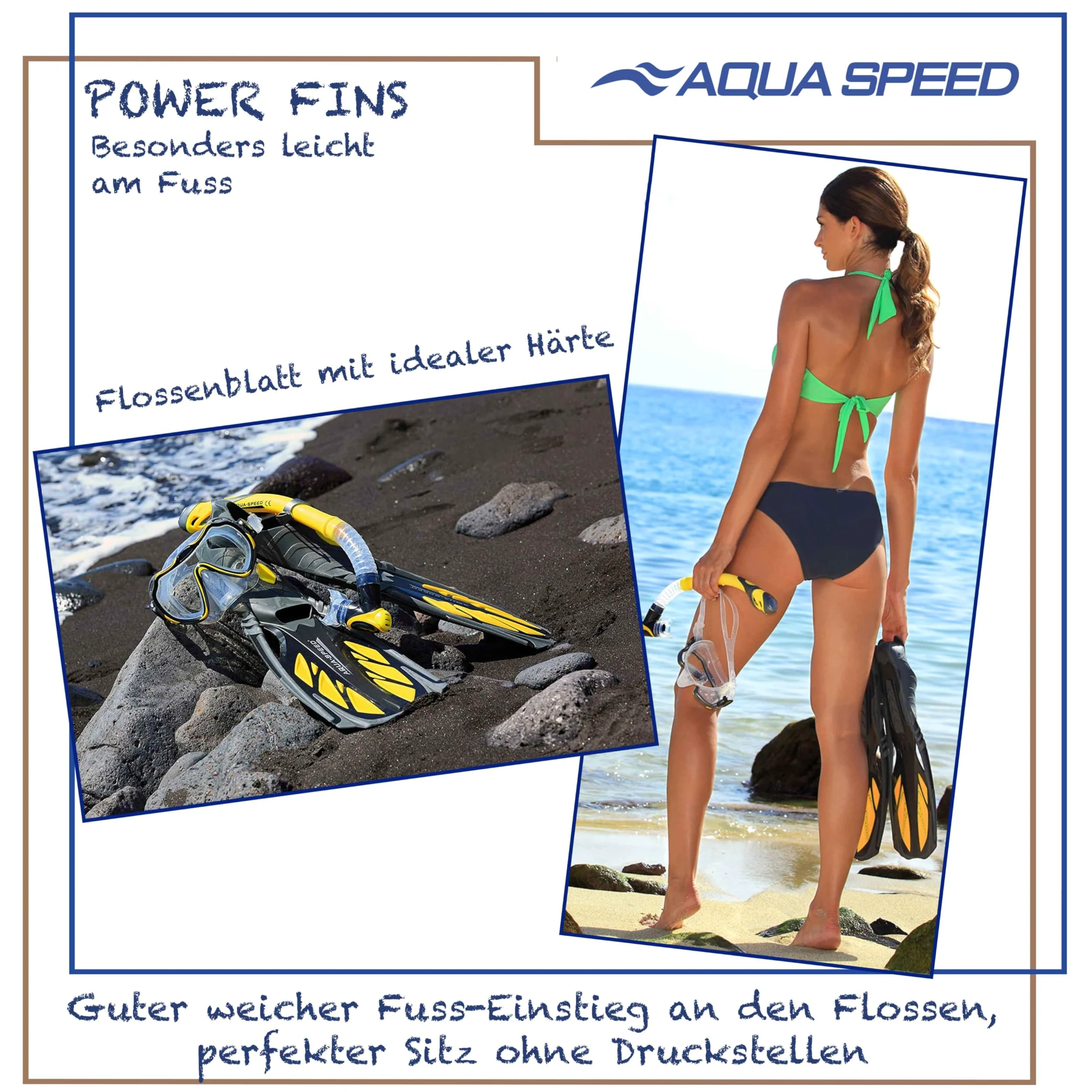 Aqua Speed INOX Aletas de Buceo | Aletas de natación | Aletas de esnórquel | Buceo de natación | cómodos