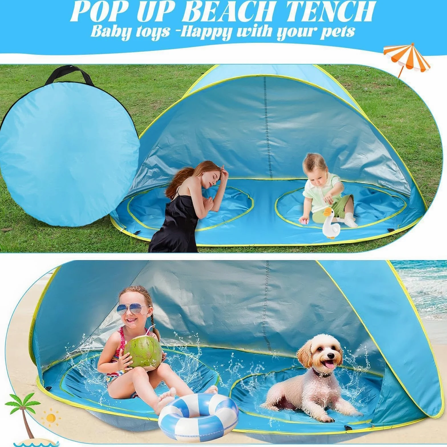 Tienda de Playa para Niños Protección Solar UV contra el Sol | Pop-Up para Playa para Campamento de Verano, Natación, Jardín y Guardería