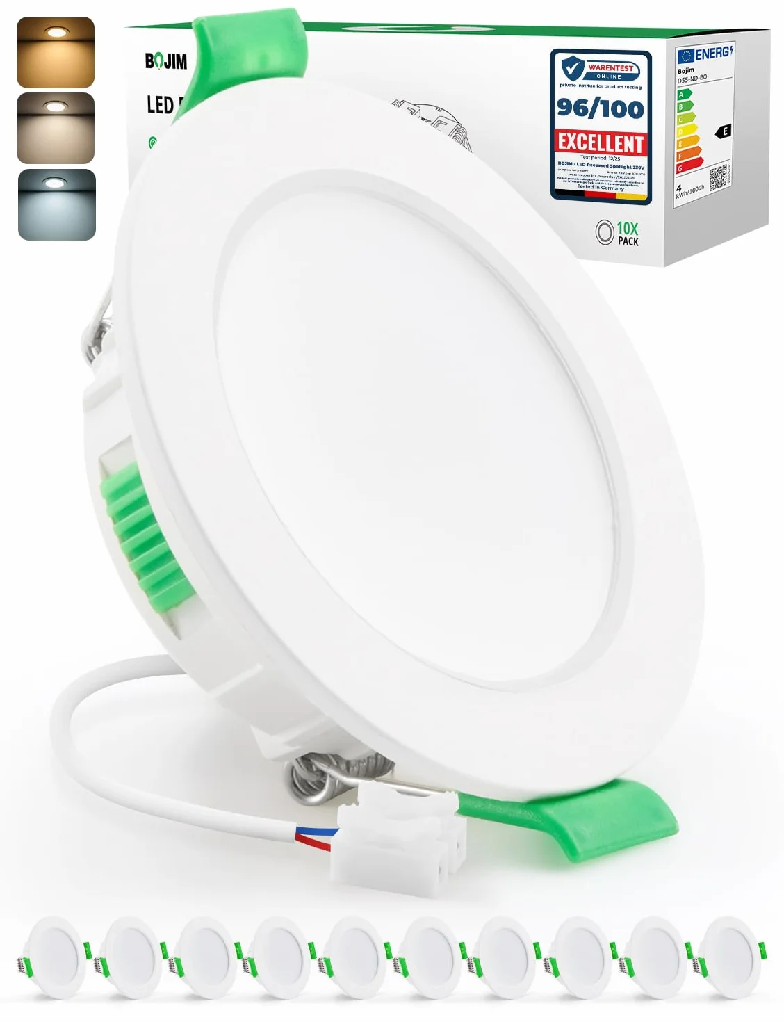 Bojim Focos LED Interior Techo Empotrable 4W 220V-230V IP44 Corte 55-68mm 10 Pack