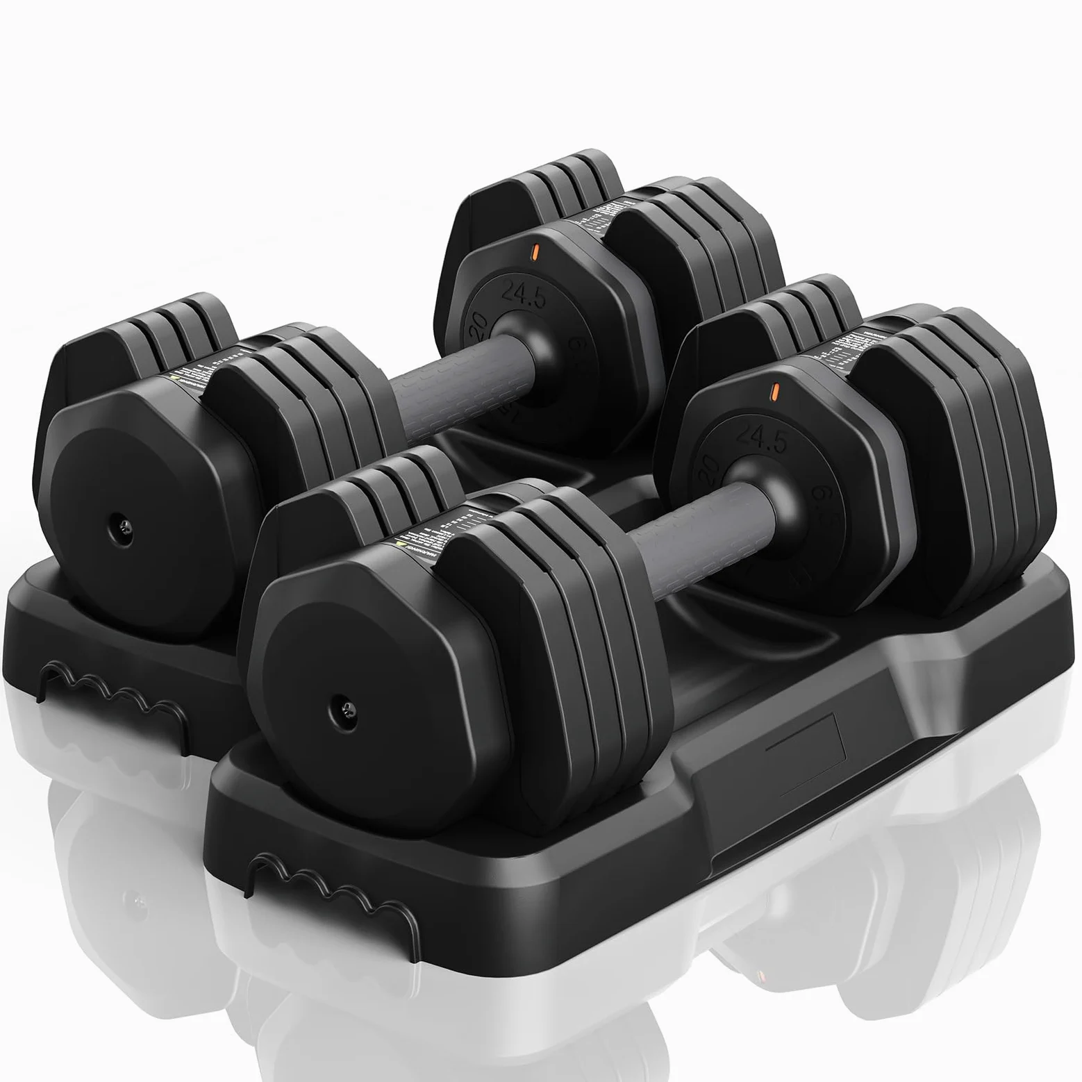 Mancuernas Ajustables, 11 kg/24,5 kg Pesas y Mancuernas Ajuste Rápido de 2 a 11 kg/6,5 a 24,5kg, Ahorran Espacio, Ideal para Entrenamiento en Casa o Gimnasio