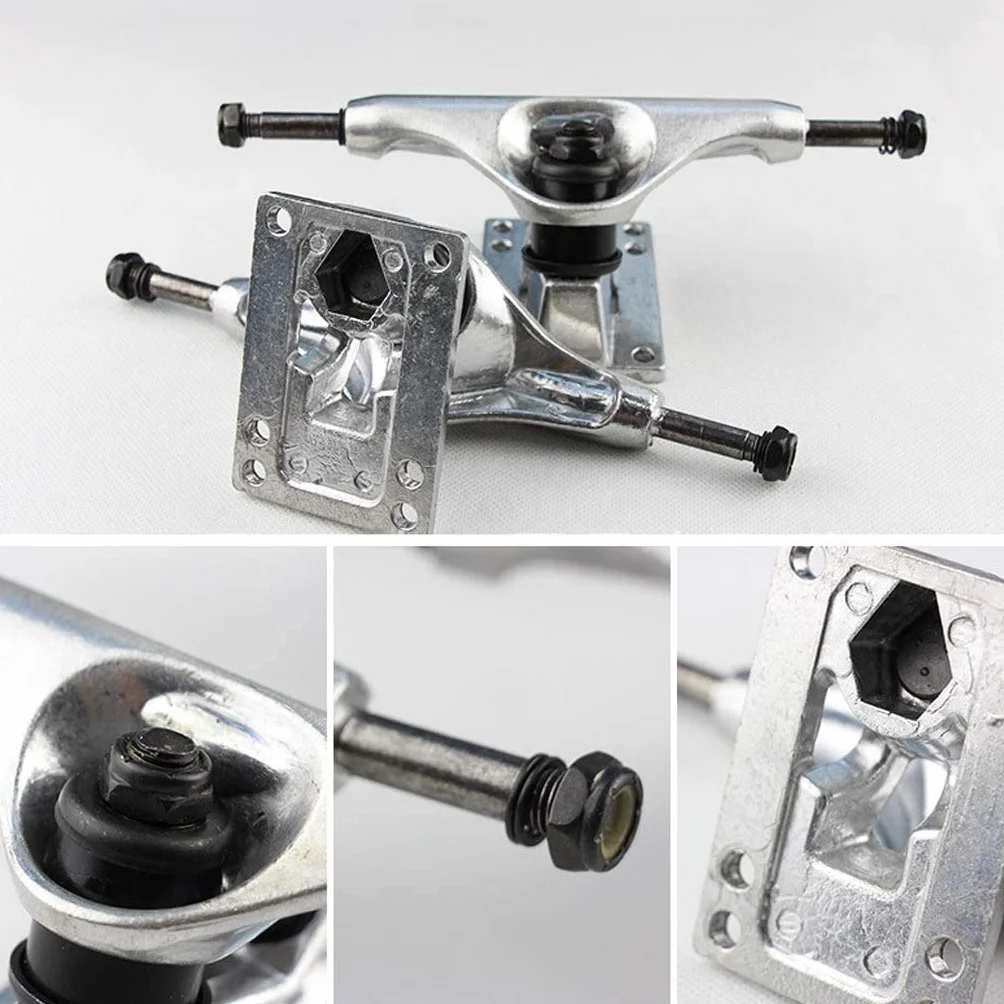 POFET 5 pulgadas monopatín camiones pequeños tablero de peces soporte de aleación de aluminio para monopatín, puente de juntas, conjunto de clavos unisex para adultos Pro Skate Trucks