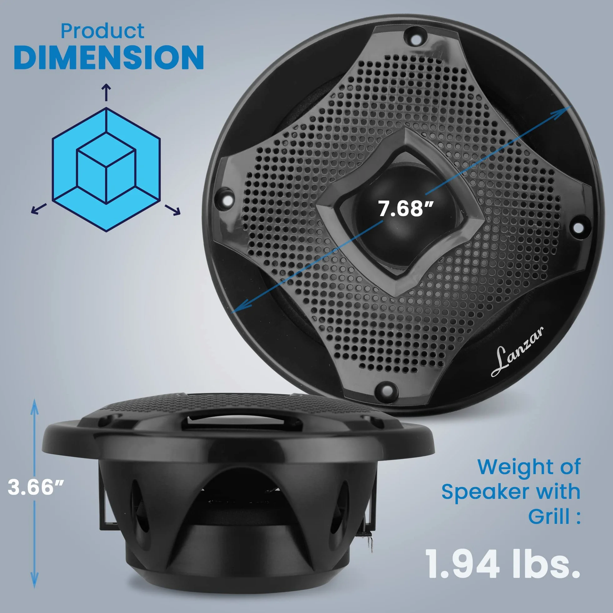 Sistema de altavoces marinos de dos vías, un par de altavoces de componentes marinos de 6.5 pulgadas, potencia máxima de 450 vatios con impedancia de 4 ohmios, impermeable, capacidad de montaje