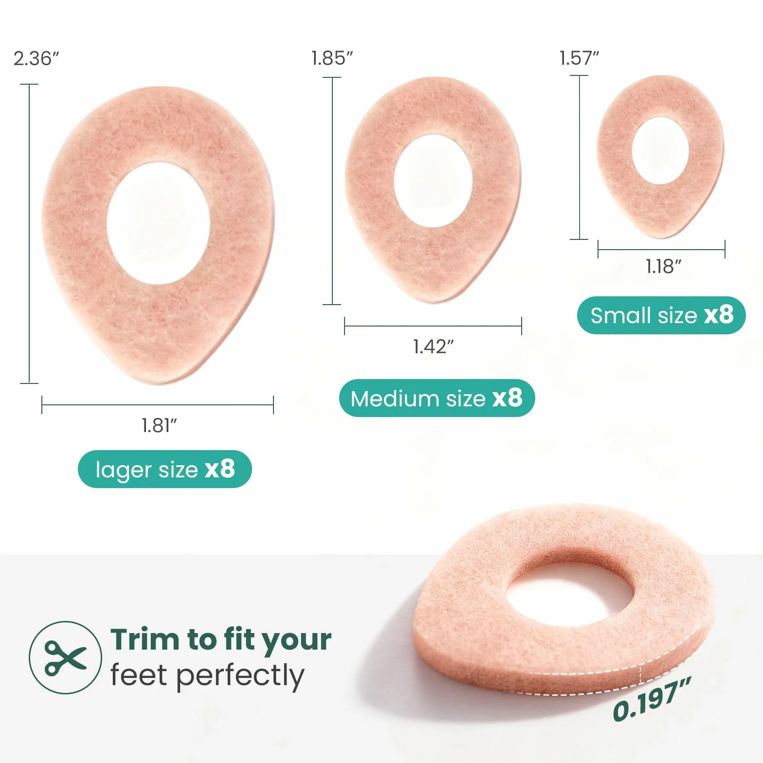 Welnove apósitos para callos - Fieltro Adhesivo Podologia - 24pcs almohadillas para pies y dedos