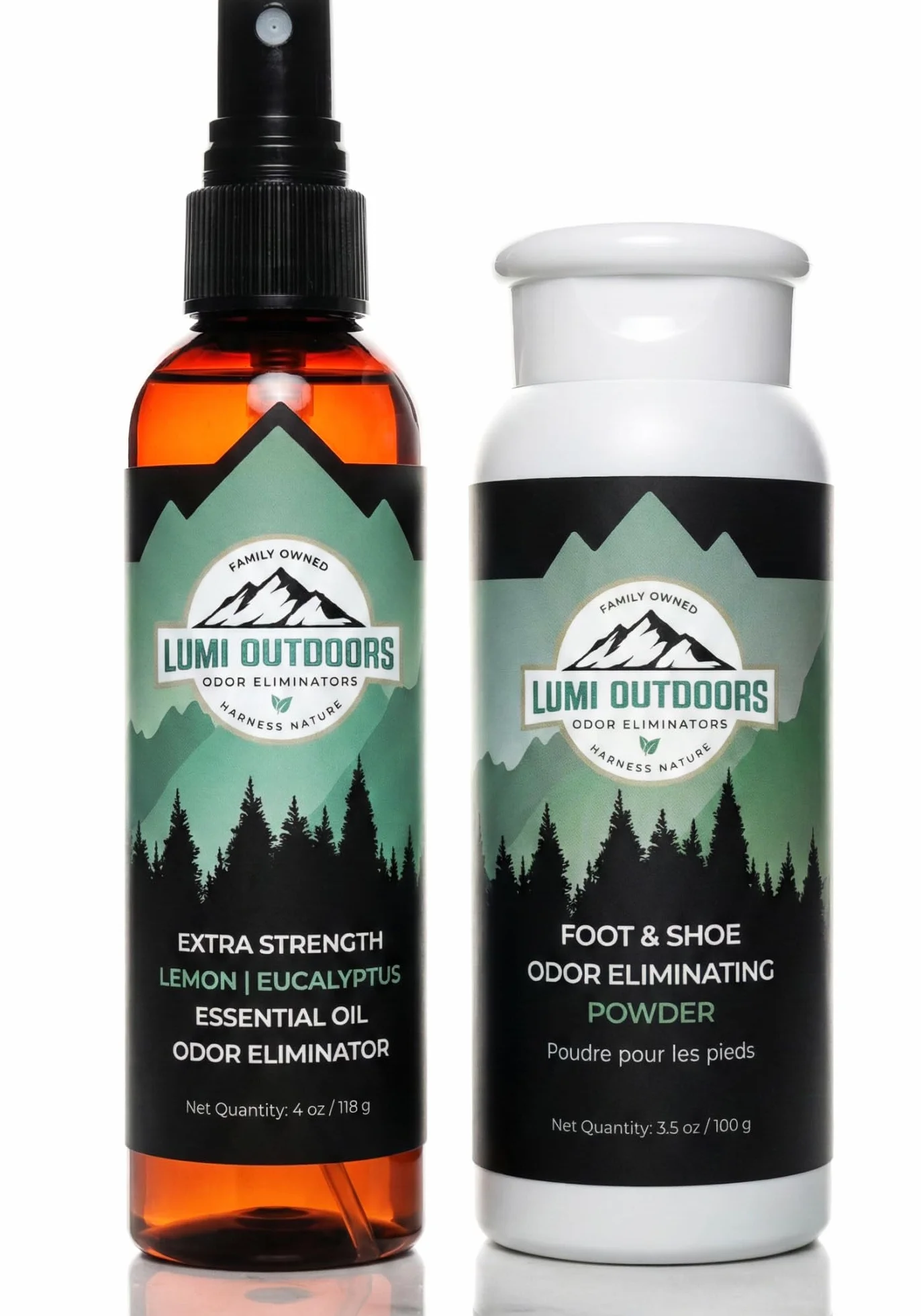 Lumi Outdoors Desodorante Natural para Zapatos y Polvo para Pies, Eucalipto Limón
