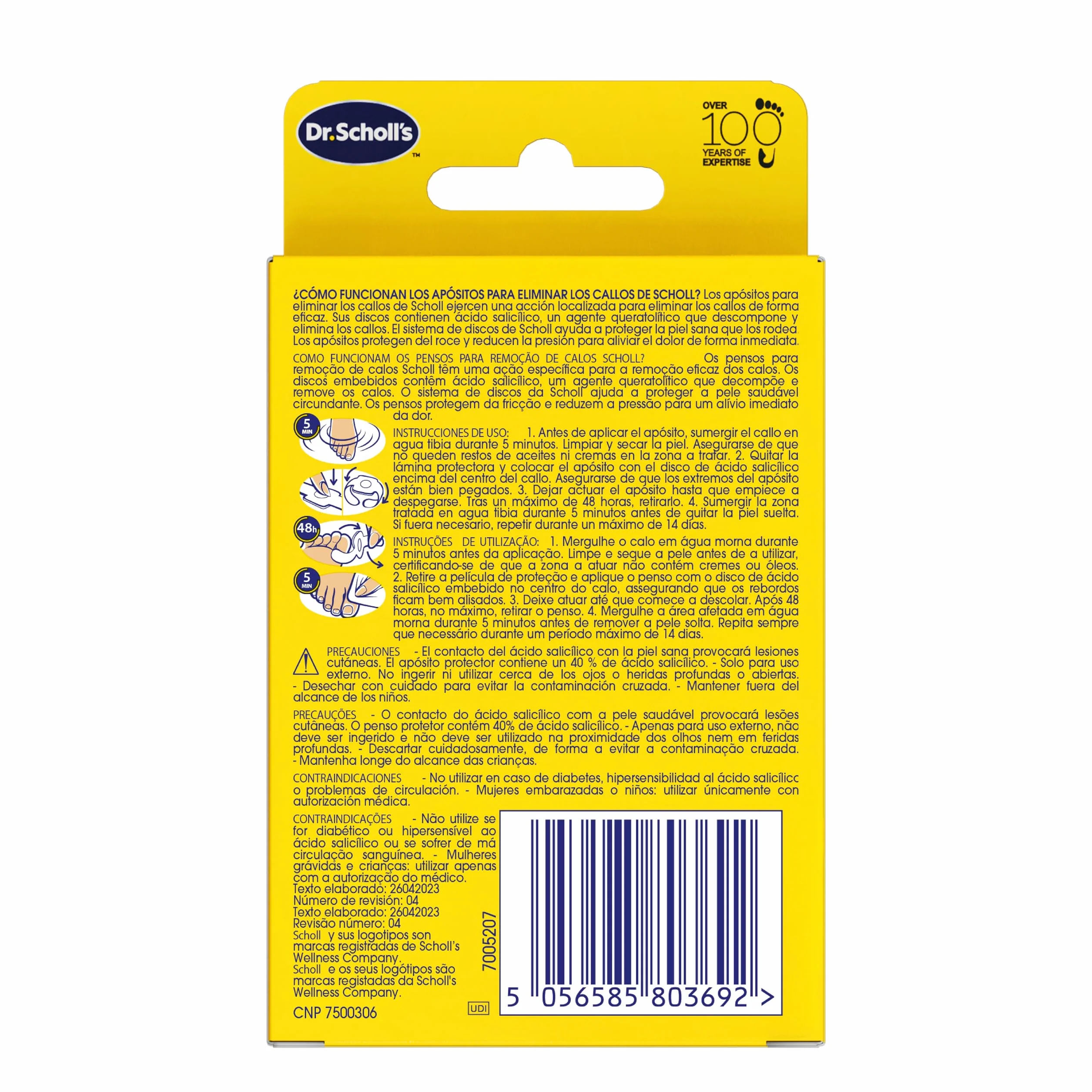 Dr. Scholl's Apósitos para eliminar callos x8, eliminador de callos en los pies, alivio inmediato del dolor, ácido salicílico