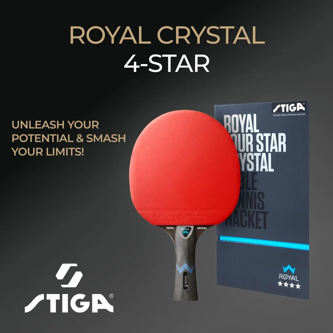 STIGA Royal 4-Star Raqueta de Tenis de Mesa ITTF Goma Crystal 5 Capas Mango Cóncavo