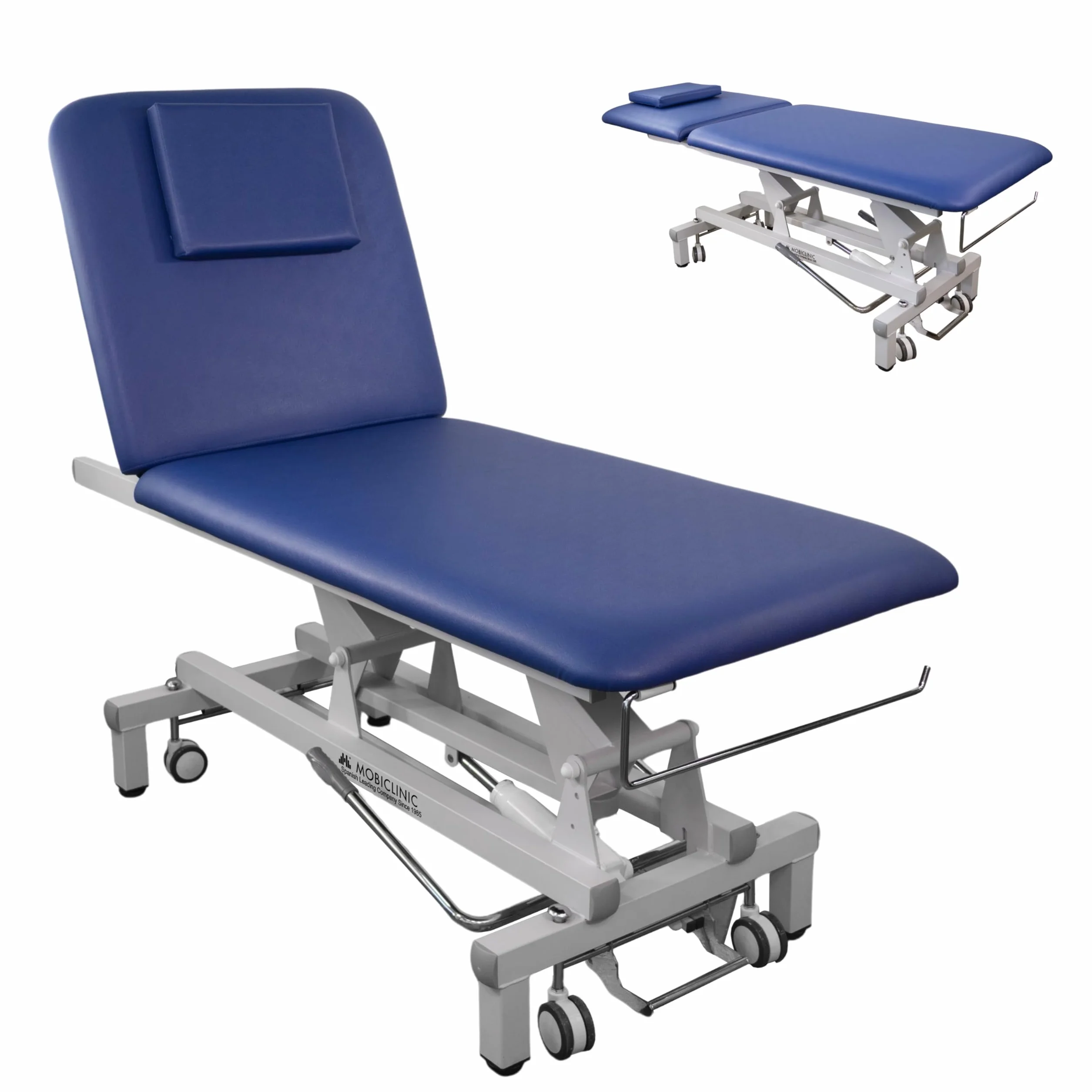 Mobiclinic® Camilla Hidráulica Dos Cuerpos Ajustable en Altura 180 Kg Respaldo Reclinable 194x70x83 cm Ruedas Escamoteables Masaje Estética
