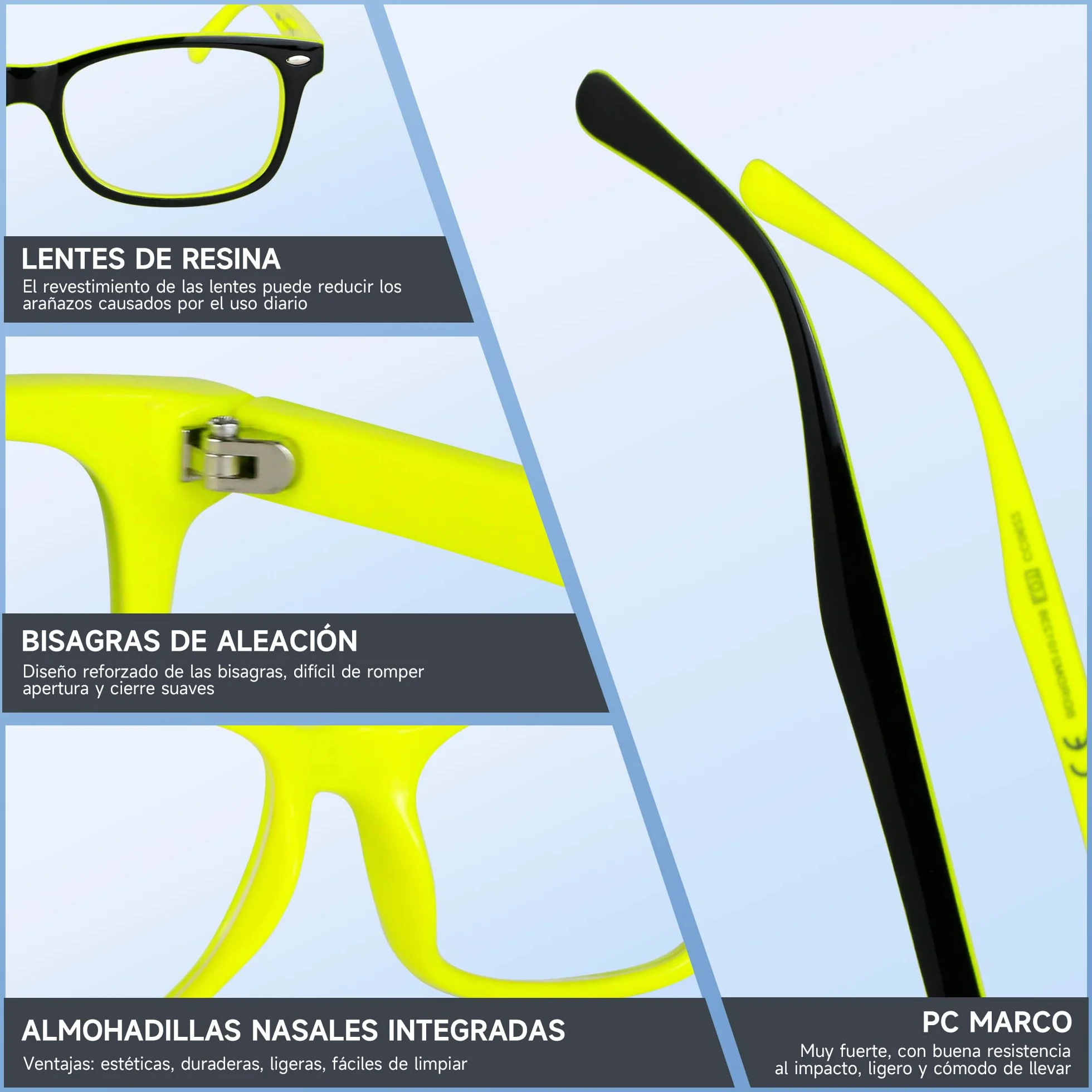 NEW VISION Gafas Presbicia Hombre Estilo Clásico Protección UV400 Gafas De Lectura NV056 +2.50 Amarillo Marcos Ligeros