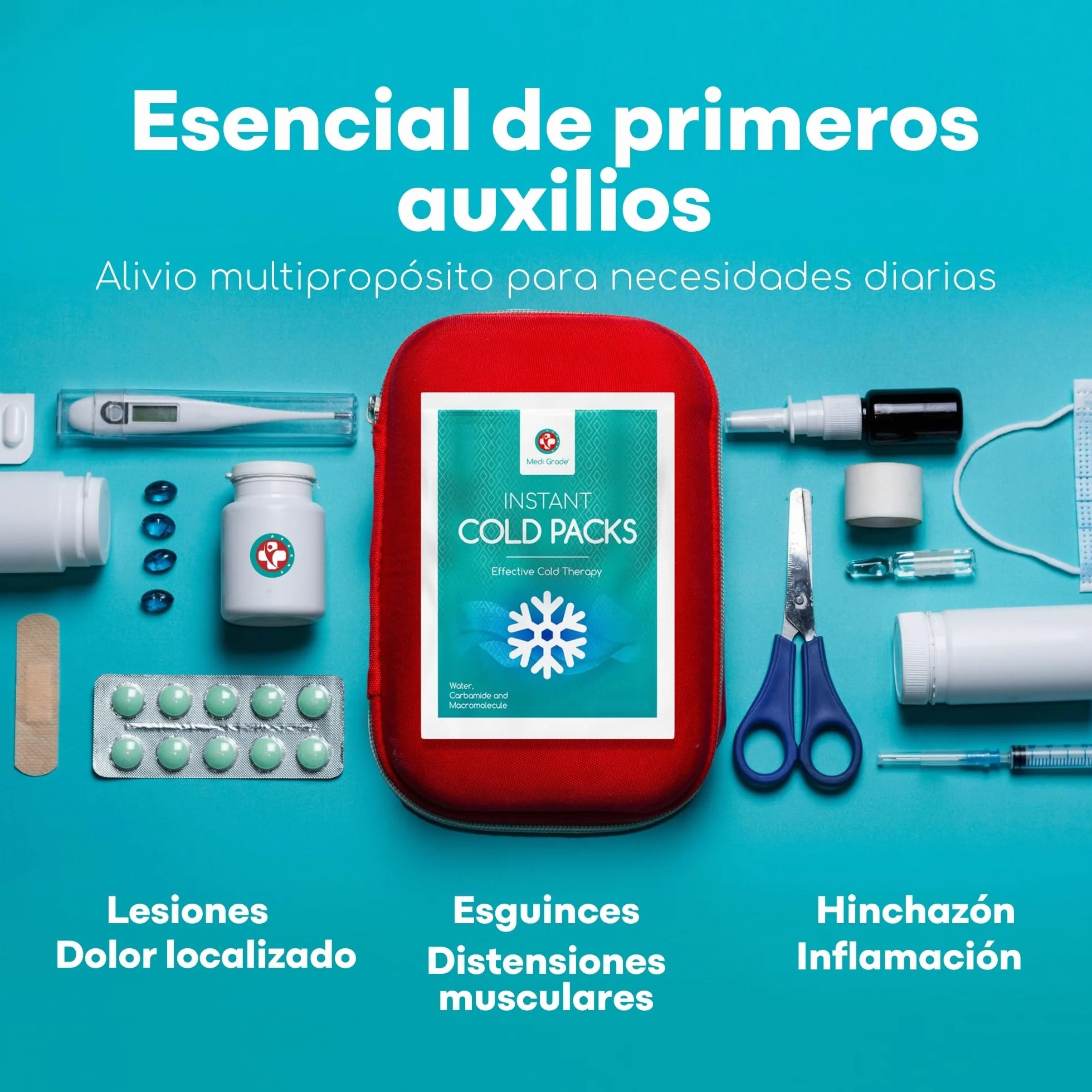 Medi Grade Bolsas de Frío Instantáneo 30 uds 100 g, Alivio Rápido Sin Frigorífico, 11,43x15,24 cm