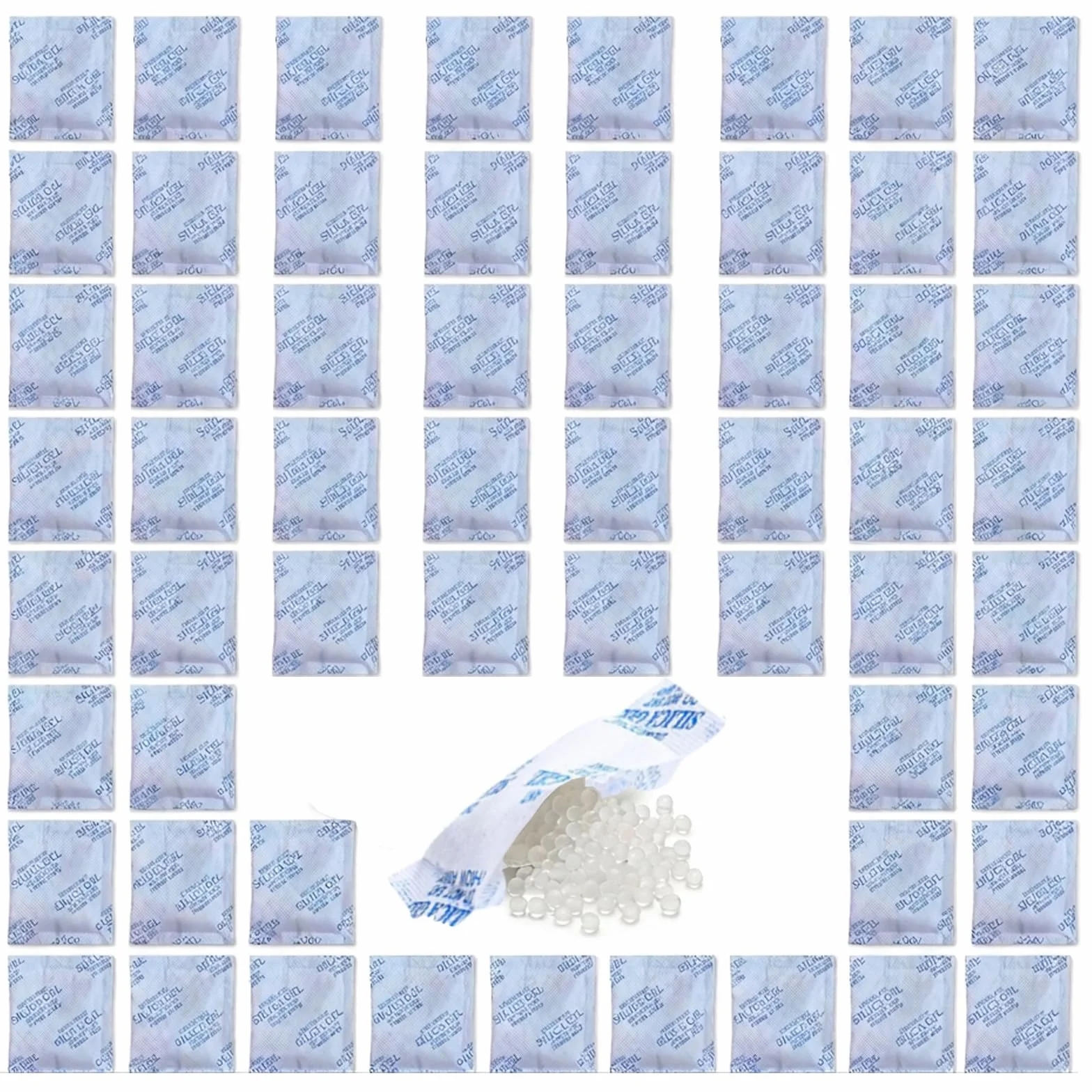 Gel de sílice desecante 100 × 1 g – Fuerte absorción de humedad para ropa, zapatos, armario