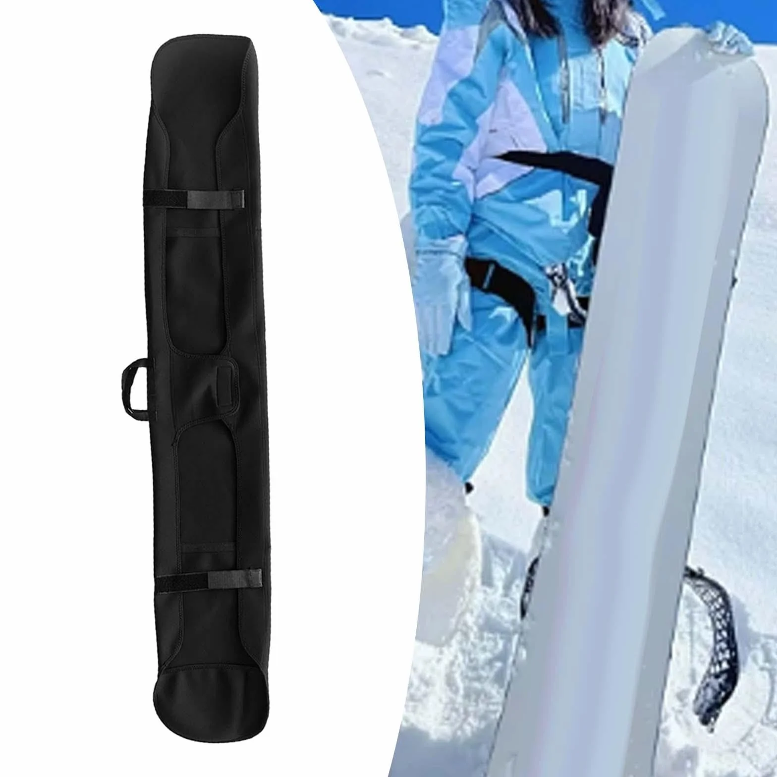 rockible Bolsa de Snowboard Funda de Manga de Snowboard Accesorios de Snowboard Suave Bolsa de Transporte Duradera Bolsa de esquí para Deportes de Invierno al, Negro 158cmx27cm