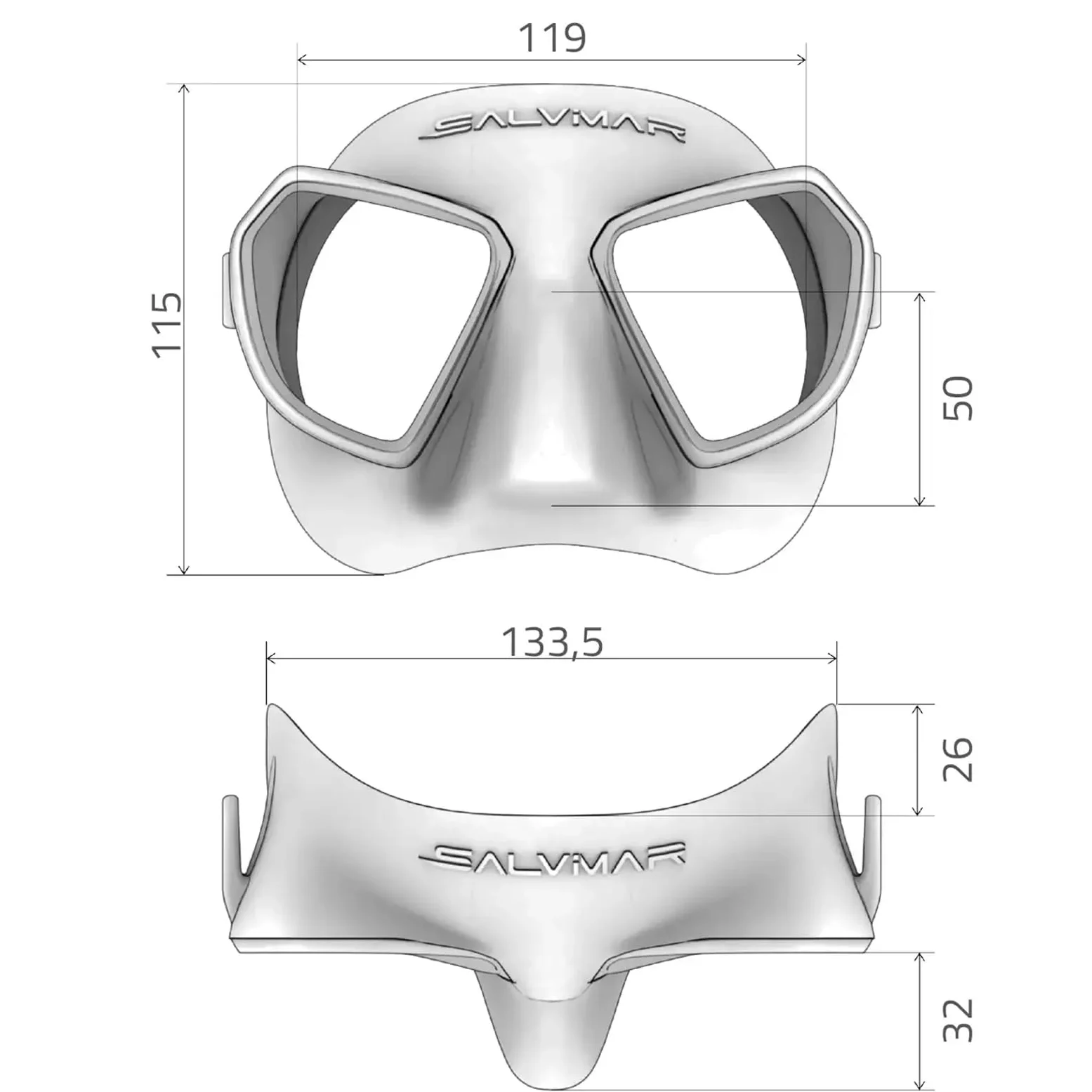 SALVIMAR Noah - Máscara de buceo antivaho para adultos, ajustable, de bajo volumen, amplia vista panorámica, máscara de buceo y pesca submarina con lentes antivaho integradas y falda de silicona