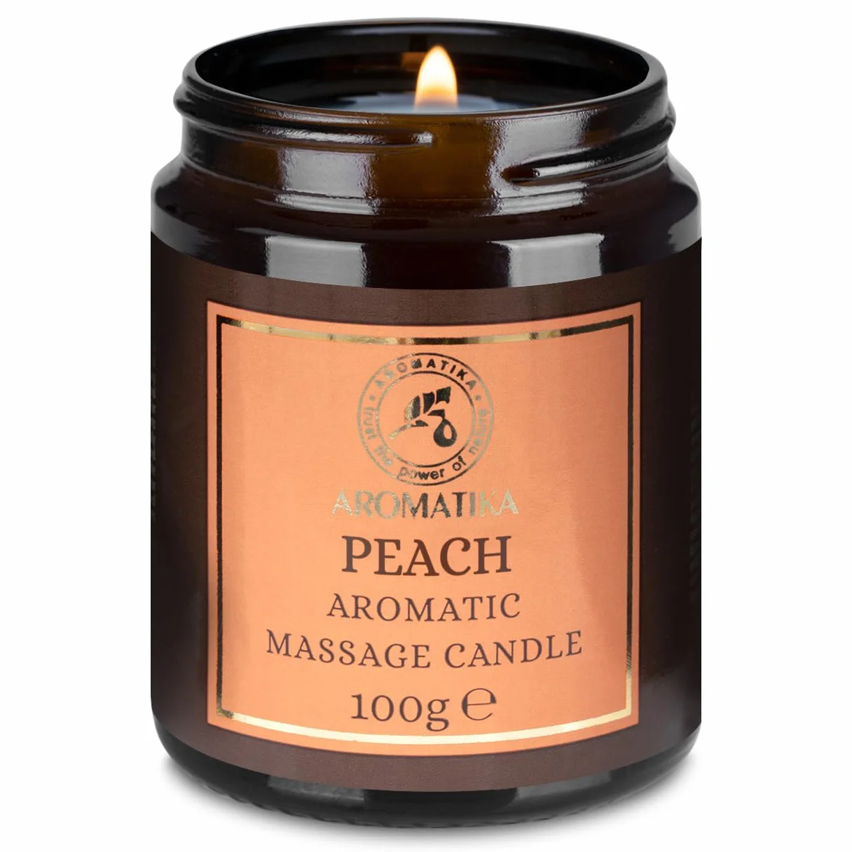 Vela de Masaje Durazno 100 g - Cera de Soja - Aceites de Coco y Almendras - Aromaterapia - Calmante