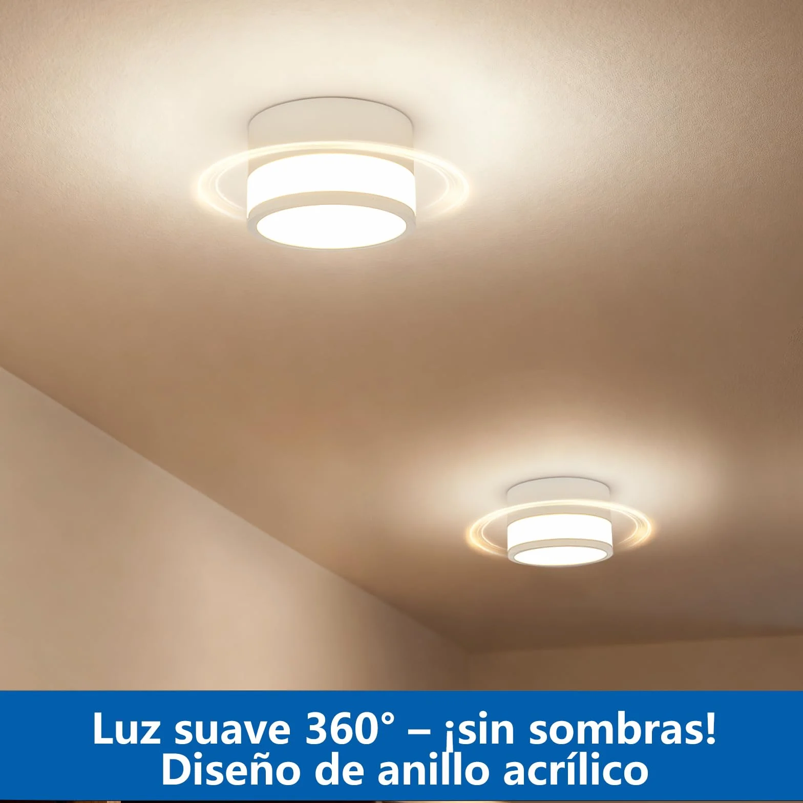 ZIZZLER Focos Blanco Superficie Aplique Techo LED Cilíndrico IP44 12W 10cm