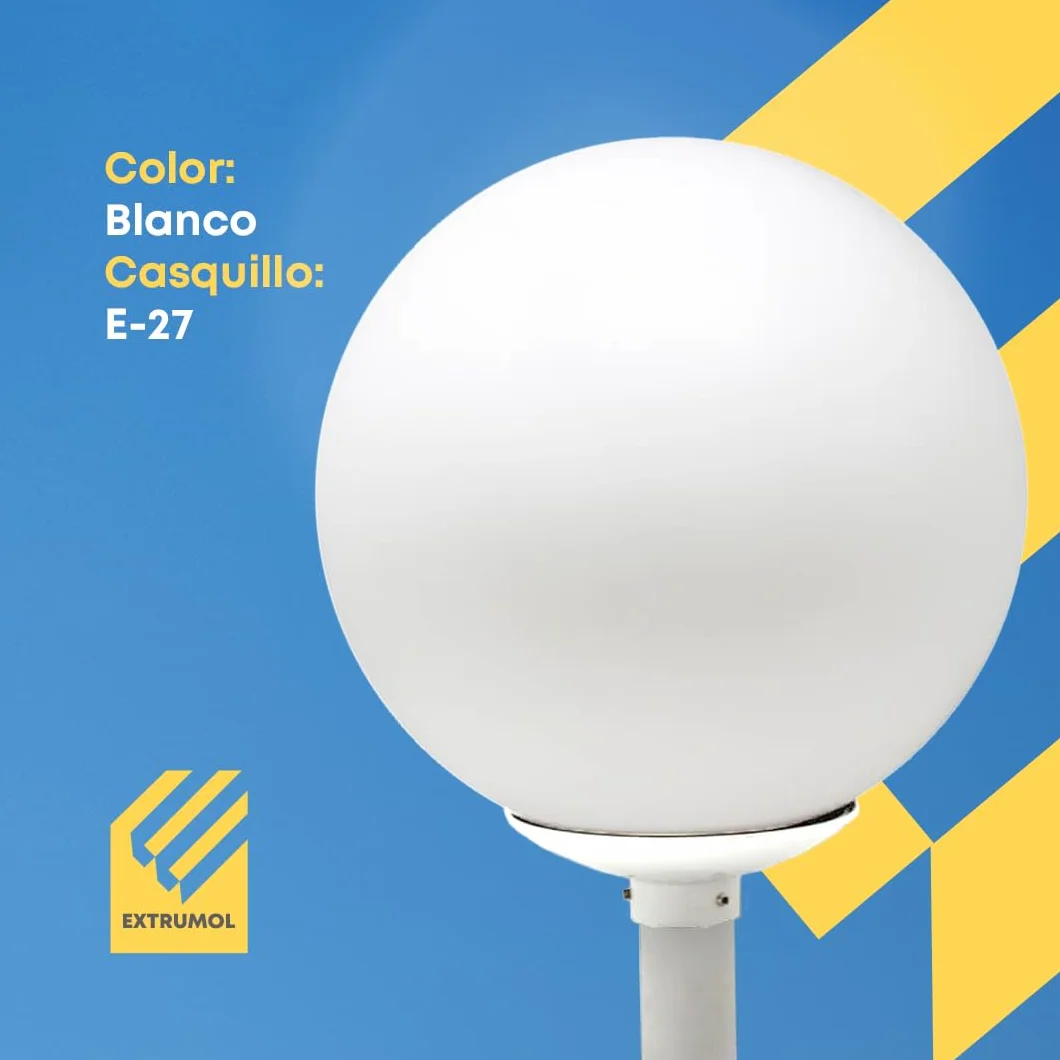 Policarbonato Base Iluminación Globo Boca 17/19 cm E-27 Blanco Exterior