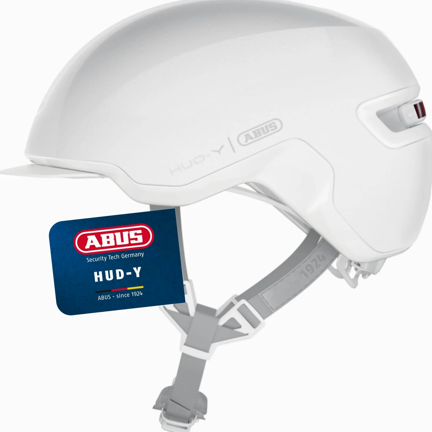 ABUS Casco de Bicicleta HUD-Y con Luz Trasera, Puristic, L | Casco urbano con cierre magnético y luz trasera recargable, para ocio y ciclismo urbano, mujer y hombre