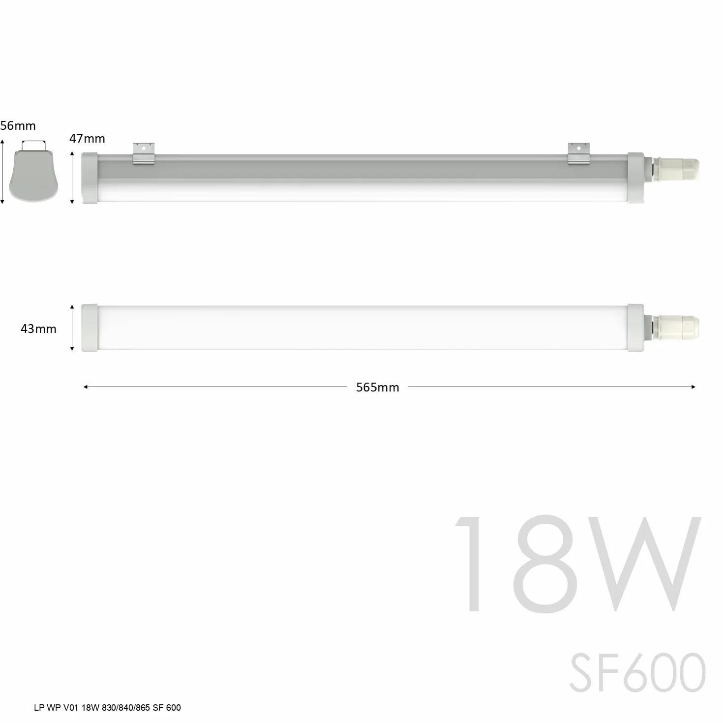 TRAXON LUXPOINT Pantalla estanca LED integrado 60cm 18W 4000K 1800Lm IP65 IK08