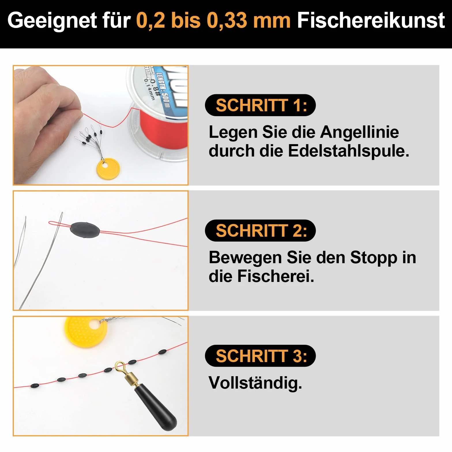 Realure 150/300 topes de Goma 6 en 1 para Pesca con Perlas de Goma pequeñas, para Pesca de Trucha, para 0,1 – 0,43 mm, Ovalado