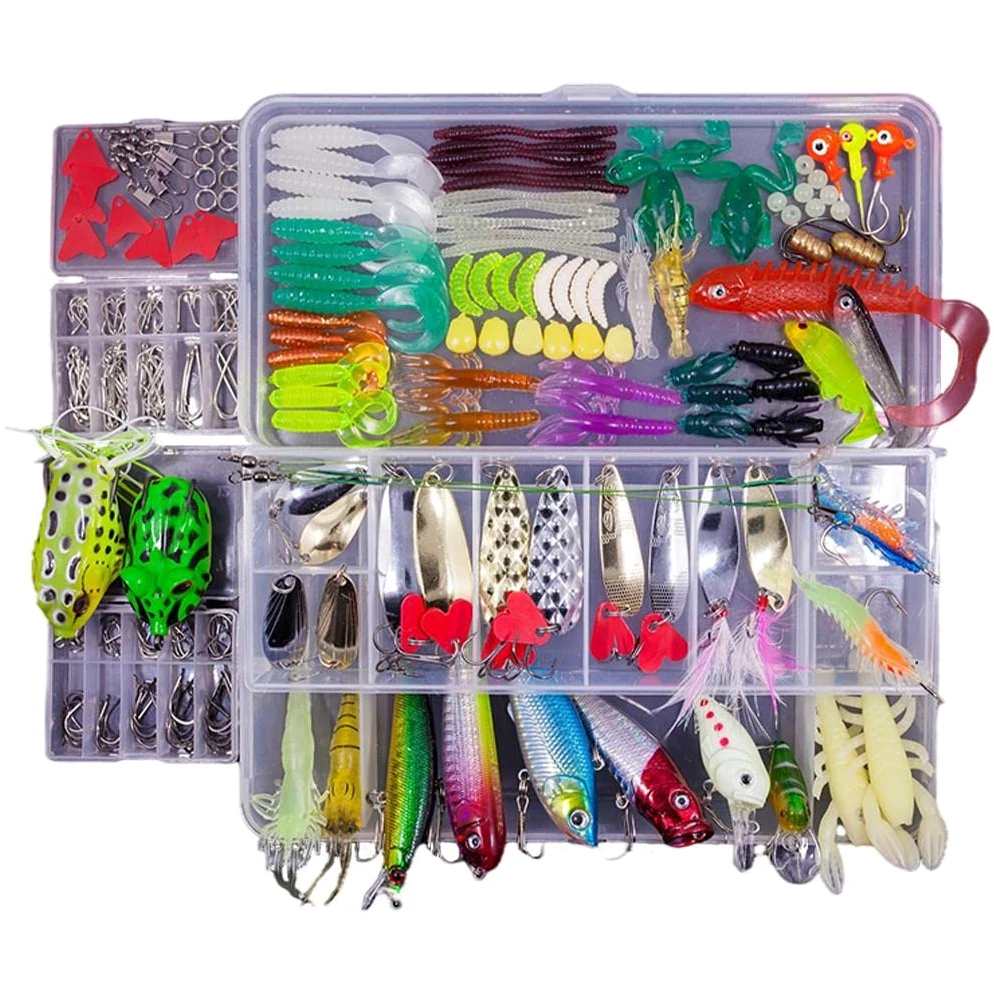 Señuelo de Pesca Set de Señuelos Accesorios de Pesca Cebos Artificiales Caja Portátil Material Adecuado para Pesca en Río Regalo