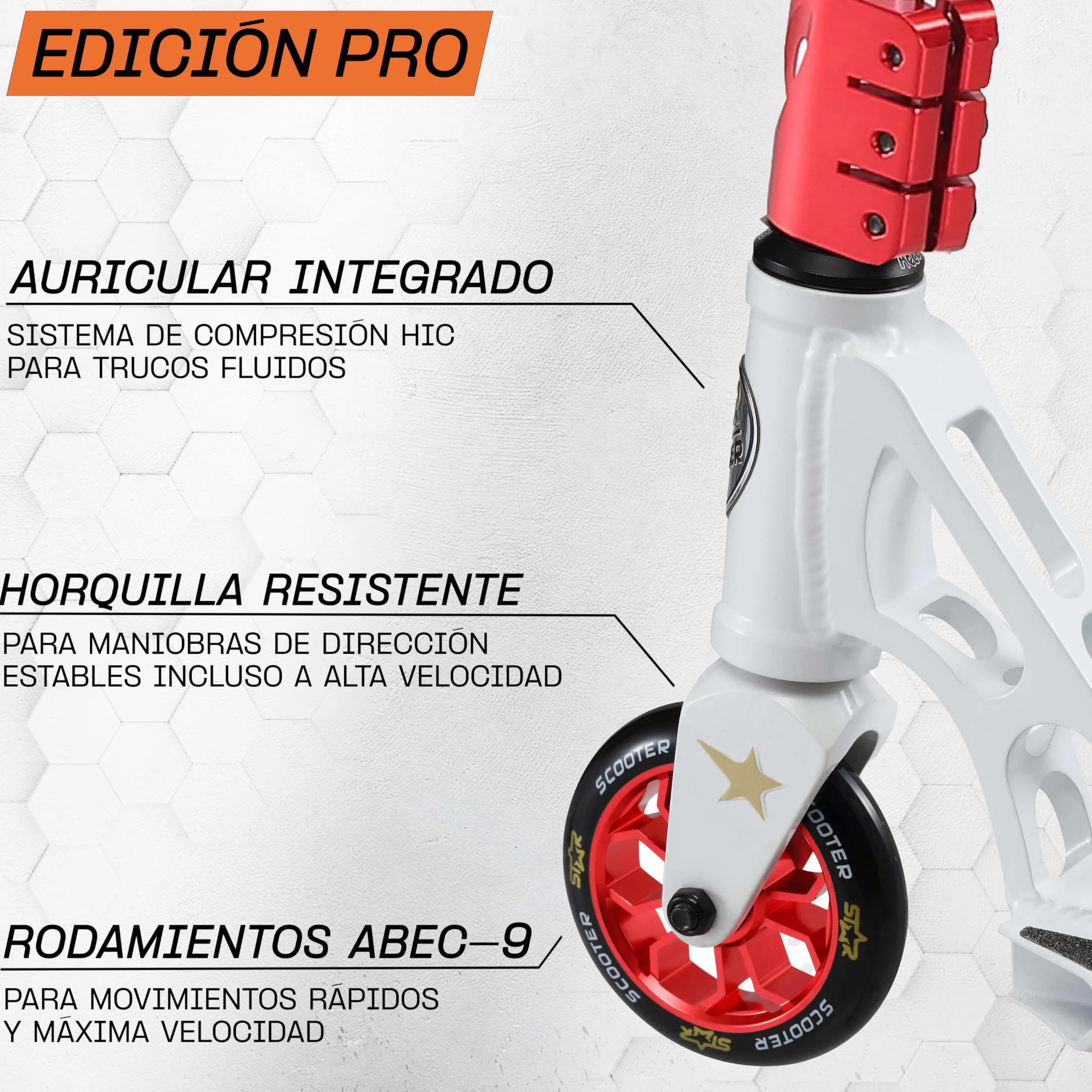 STAR SCOOTER Patinete de Acrobacias Profesional Patineta Freestyle Stunt Scooter para niños y niñas a Partir de 8 años | 110 mm Edición Pro HIC