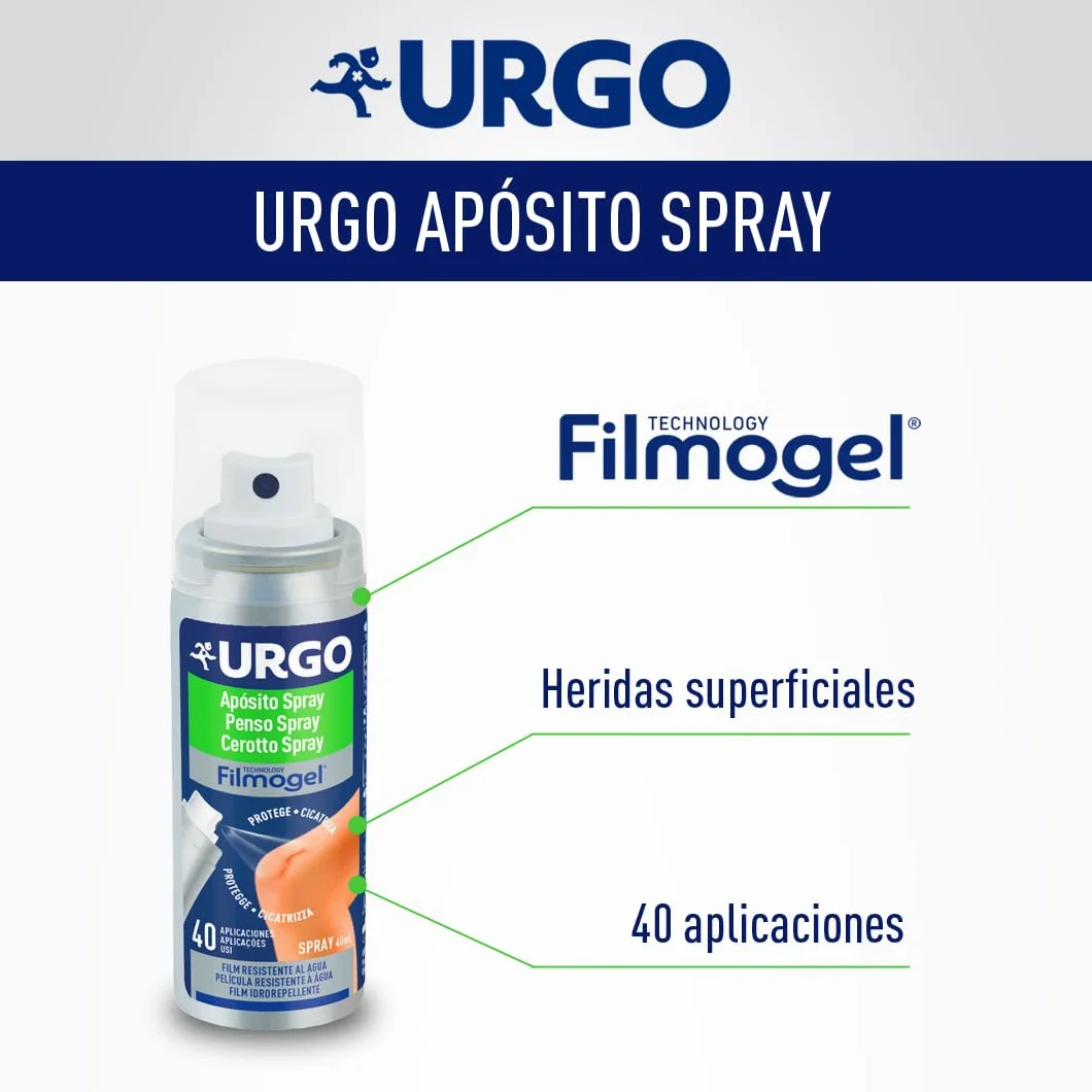 Urgo Apósito Spray Filmogel Cicatrizante Impermeable 40 ml 40 Aplicaciones