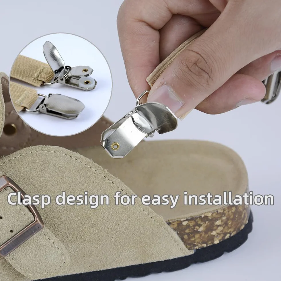 Zapatos elásticos correas de talón antideslizantes con broche de clip cordones anchos