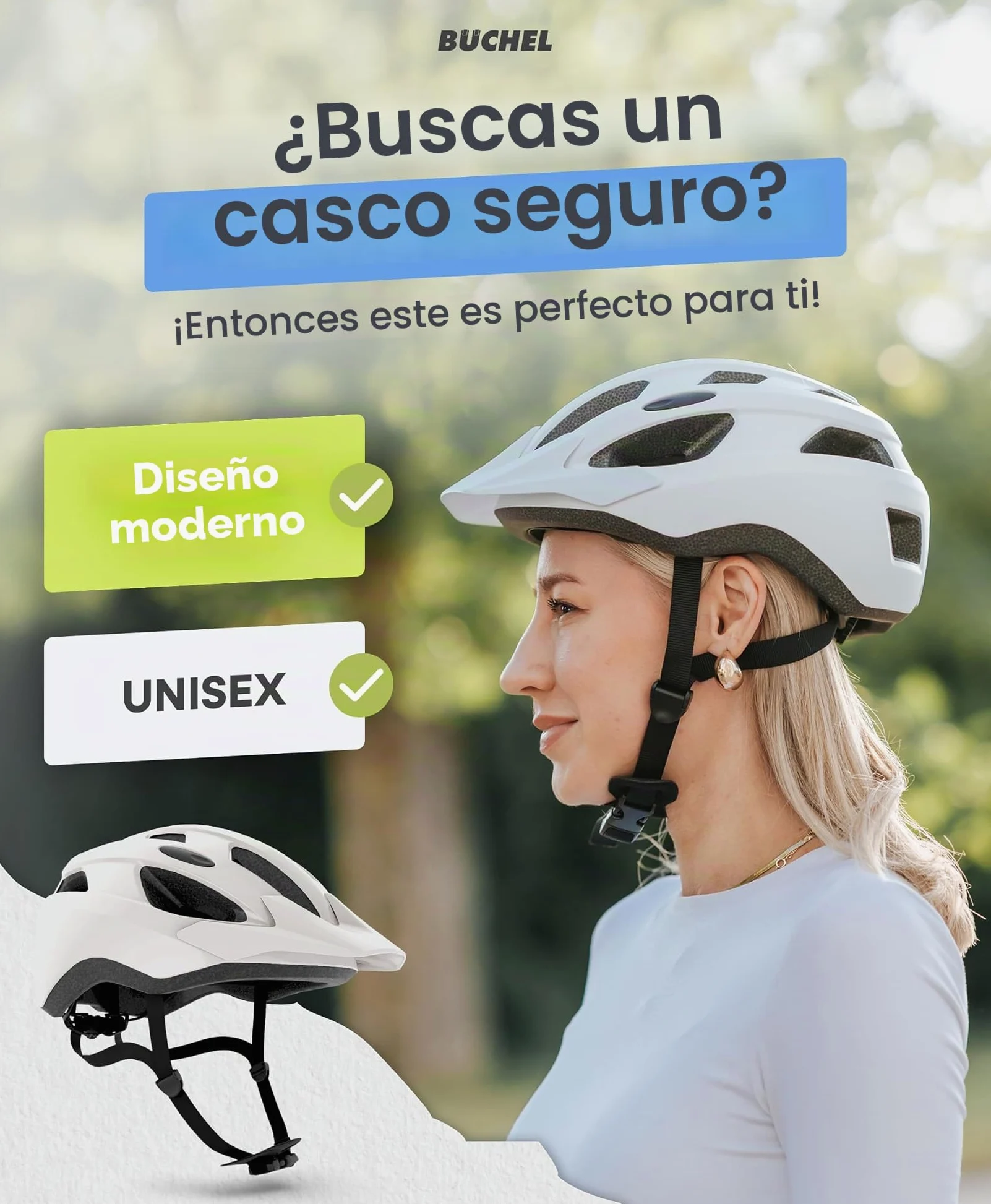 BÜCHEL Casco Bicicleta Adulto - Casco Bici con Tecnología In-Mould y Sistema CAM Lock para Hombre Mujer Niños - De Mentón Y Red Anti-Insectos Lavable - Capacete Bicicleta 52-57 cm y 58-61 cm