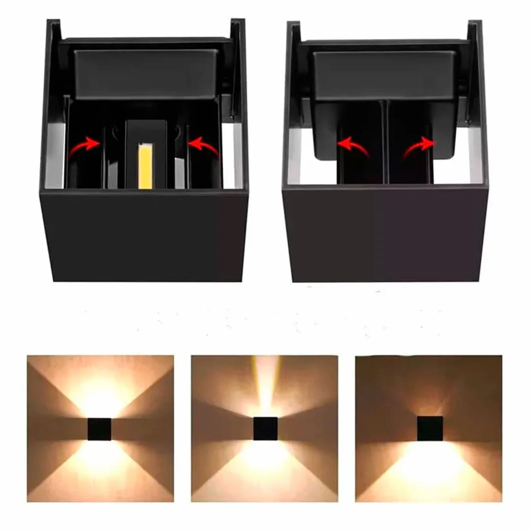 Ledme Aplique de pared Negro LED 6W 3000K Blanco cálido haz de luz ajustable IP54 Impermeable