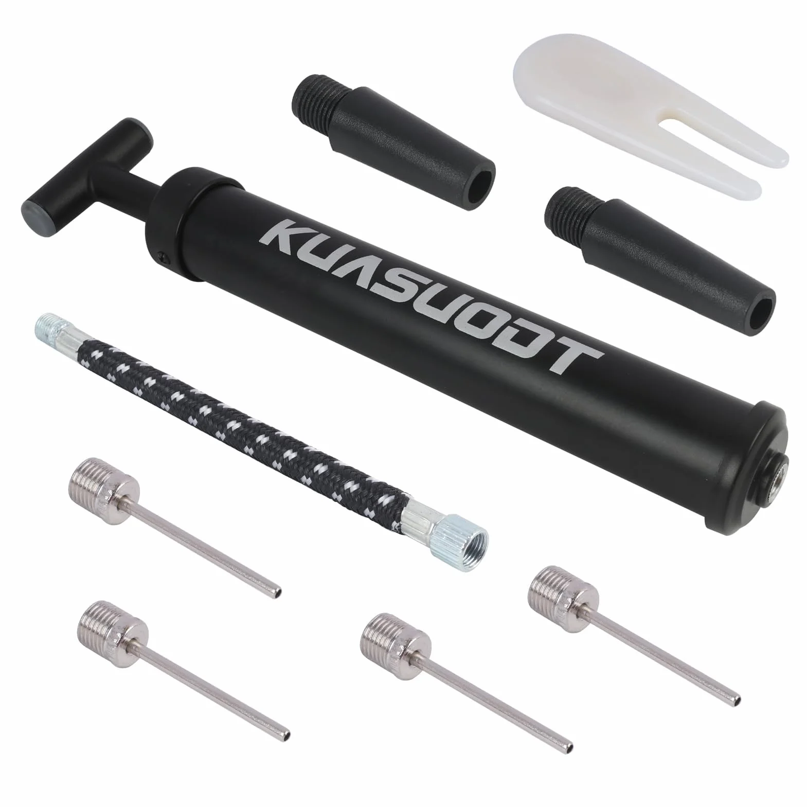 Bomba infladora de Bolas,Agujas para Bomba de Fútbol, Bomba de Pelota Portátil con 4 Agujas, Boquilla, Manguera de Extensión y Bolsa,para fútbol, Rugby, Voleibol, Baloncesto, Balonmano, Globo