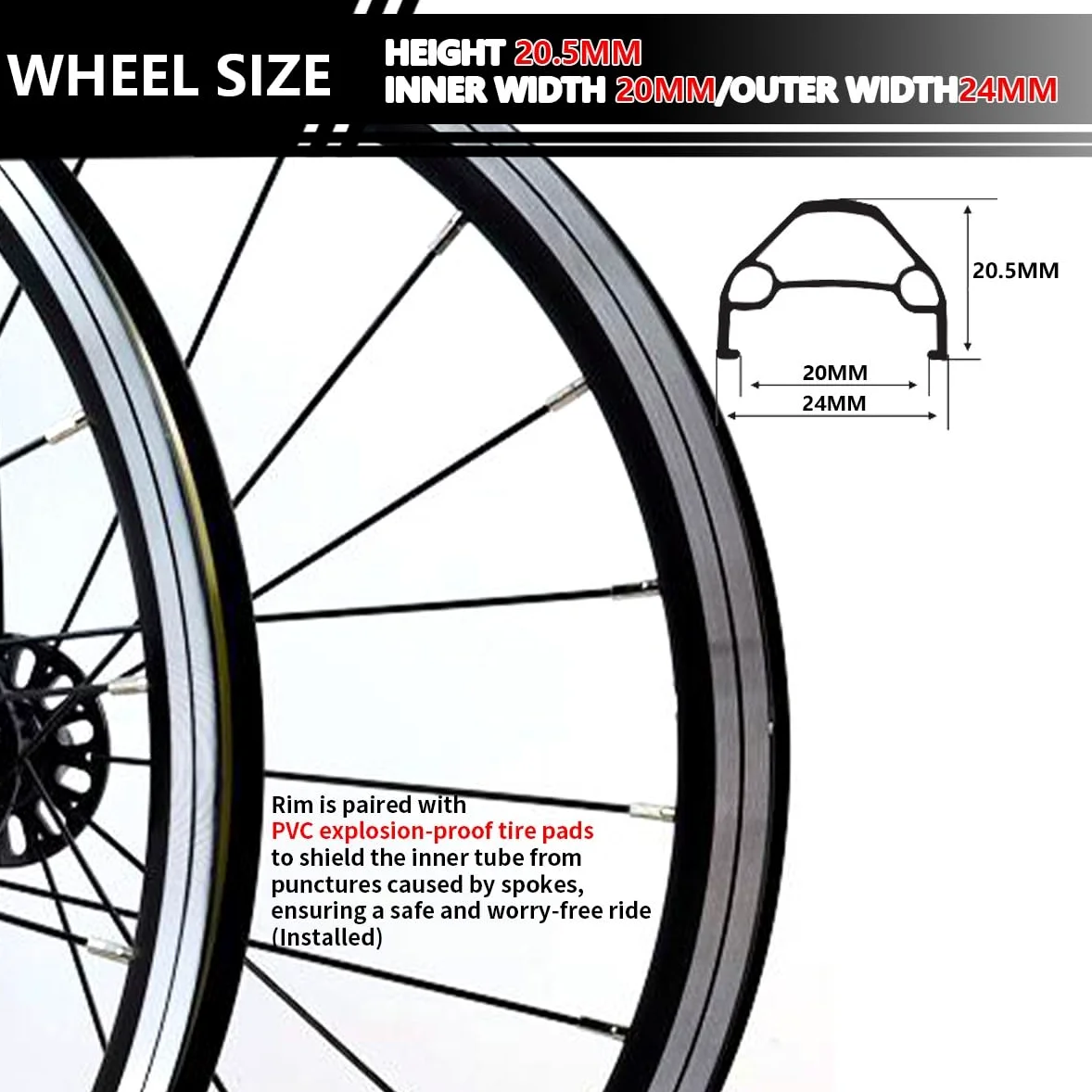20" 406/451 Juego De Ruedas para Bicicleta BMX Llantas De Aleación De Aluminio Freno C/V Liberación Rápida 20/24H Bujes Delantero Y Trasero para Cassette De 7-12 Velocidades