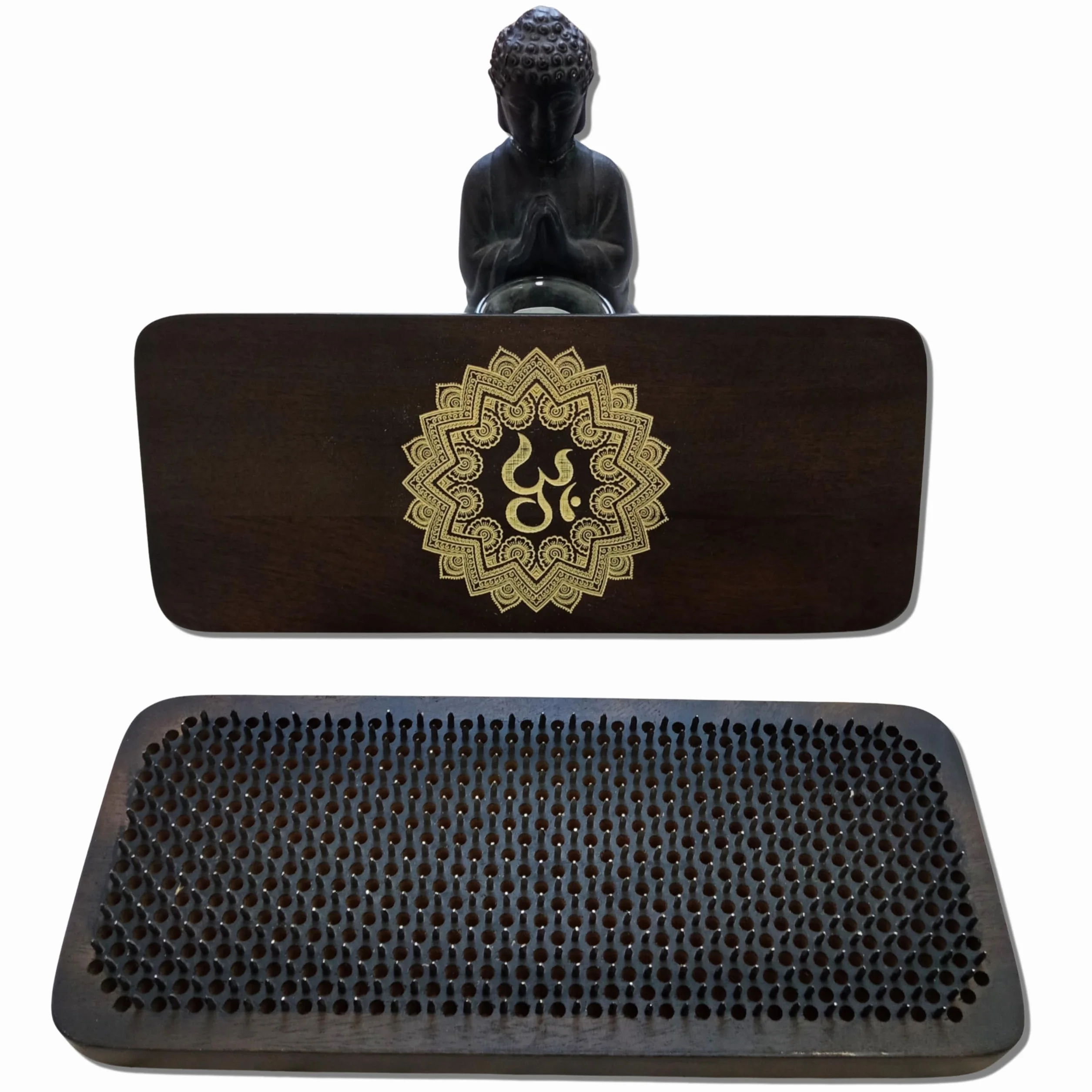 Sadhu Board Tabla de uñas de madera de mango oscuro 100% hecha a mano 4 tamaños 8 mm 10 mm 12 mm 15 mm práctica de yoga