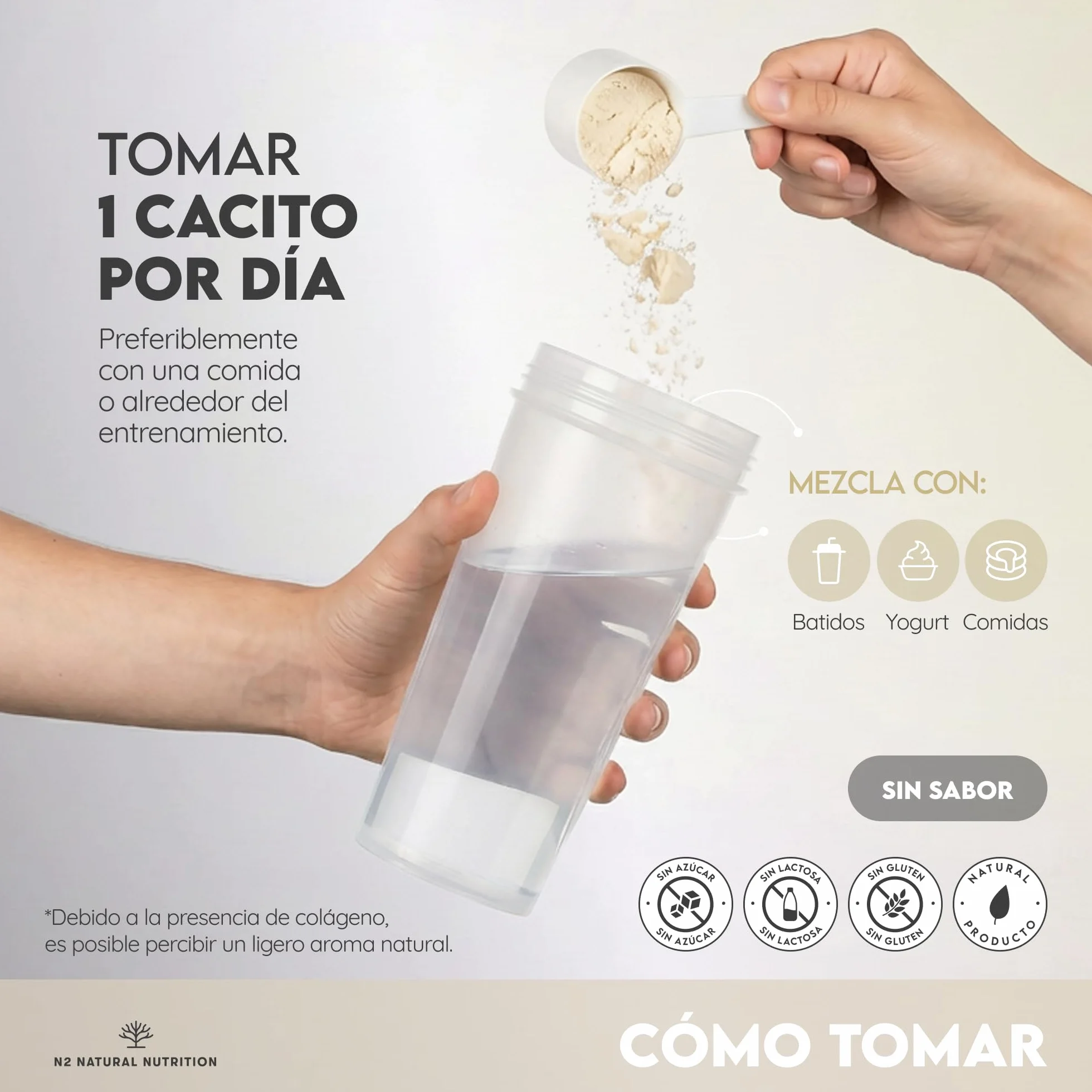 N2 Natural Nutrition Creatina Monohidratada + Multi Colágeno Hidrolizado con Vitamina C en polvo 3000mg 70 Dosis