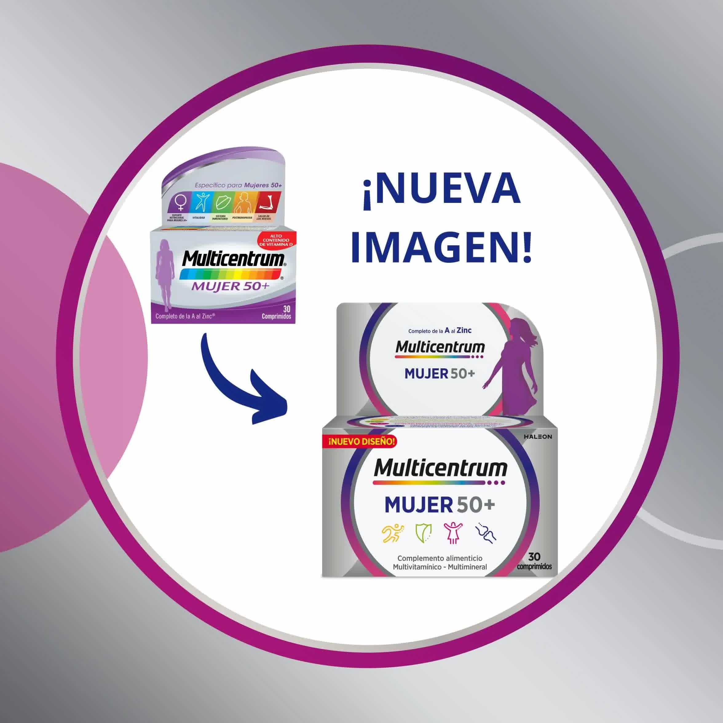 Multicentrum Mujer 50+ Complemento Alimenticio Multivitamínico y Multimineral 90 Comprimidos