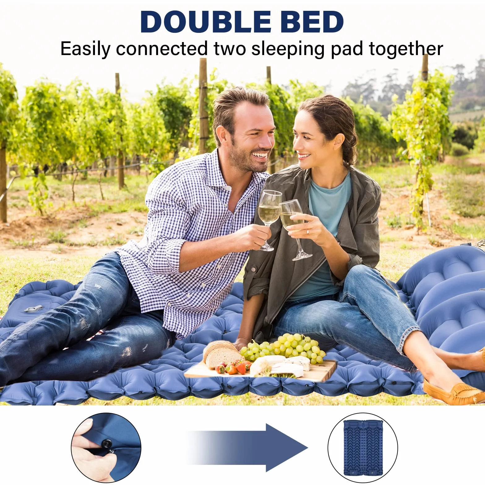 Esterilla Camping Autoinflable, Espesar Colchoneta Camping Hinchable con Almohada, Ultraligero Colchon Hinchable Camping con Bomba de Pie, para Viajes, Exteriores, Senderismo, Playa